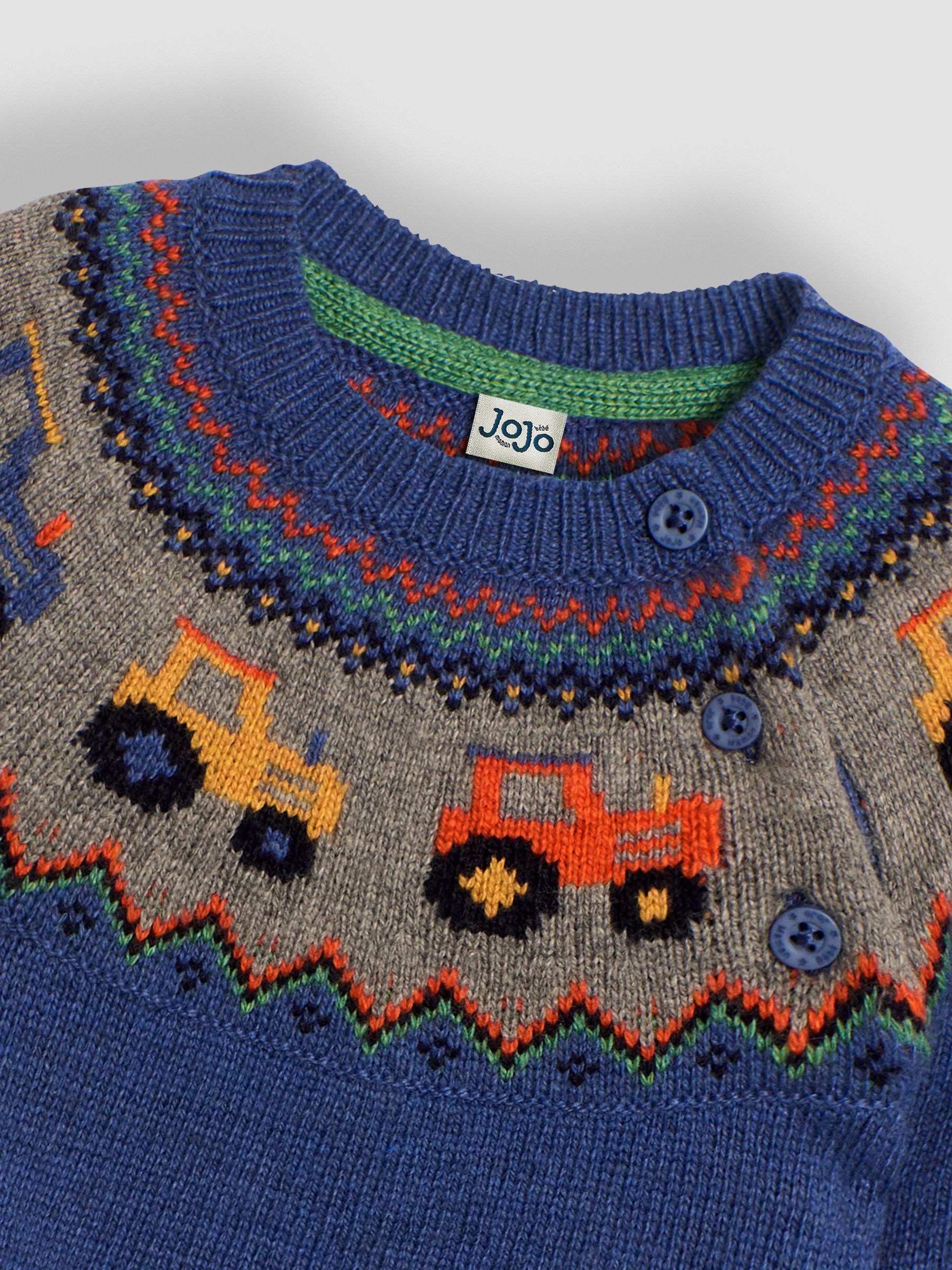 Denim Blue Tractor Knit Fair Isle Pattern Jumper - Image 3 of 3