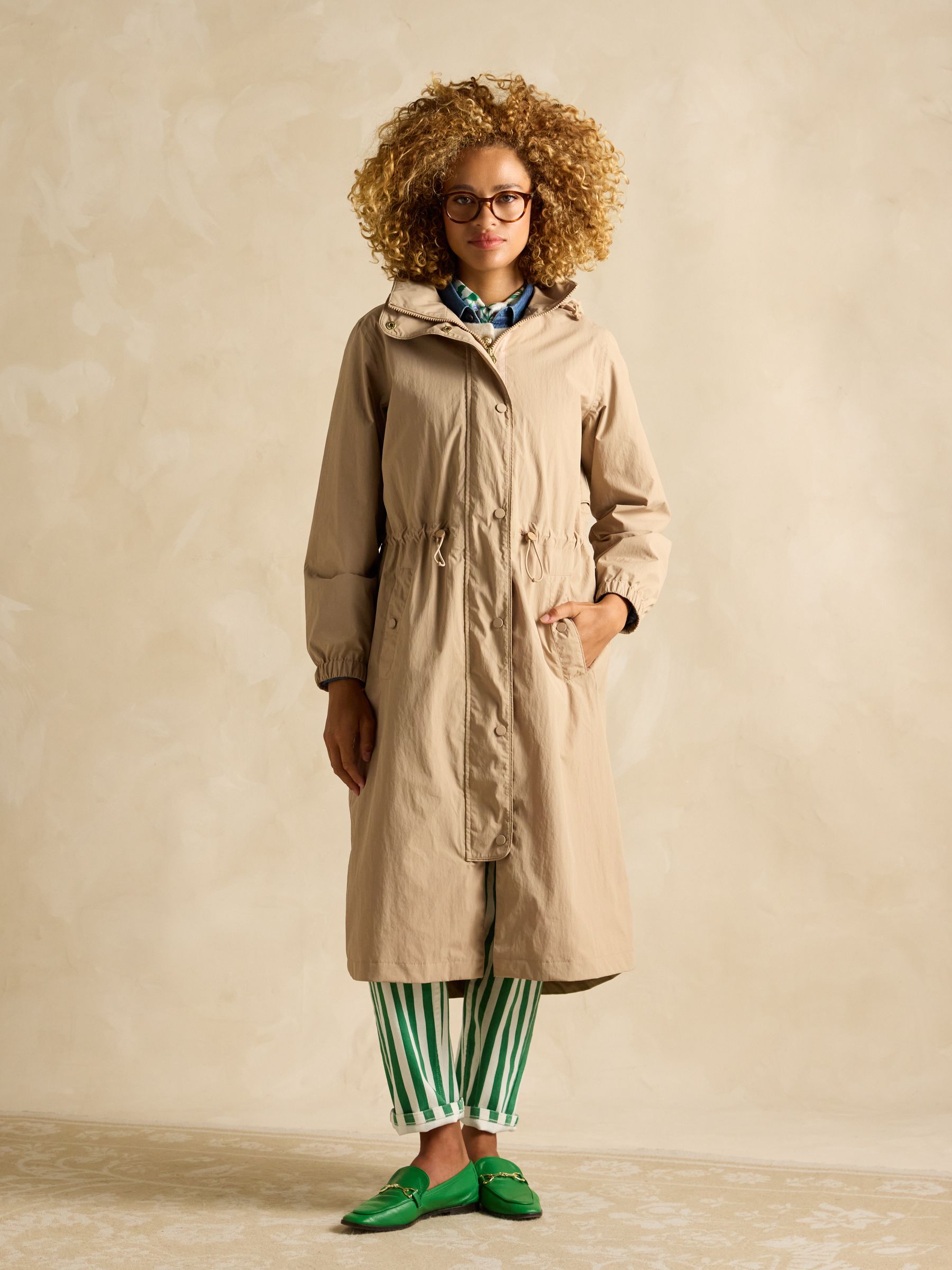 Hensley Tan Brown Waterproof Longline Coat with Packable Hood - Image 3 of 12