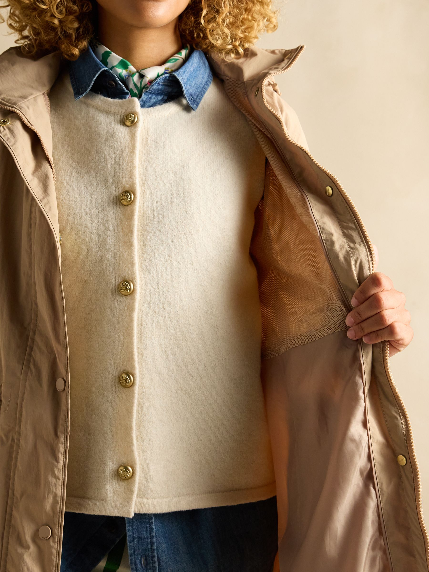 Hensley Tan Brown Waterproof Longline Coat with Packable Hood - Image 6 of 12