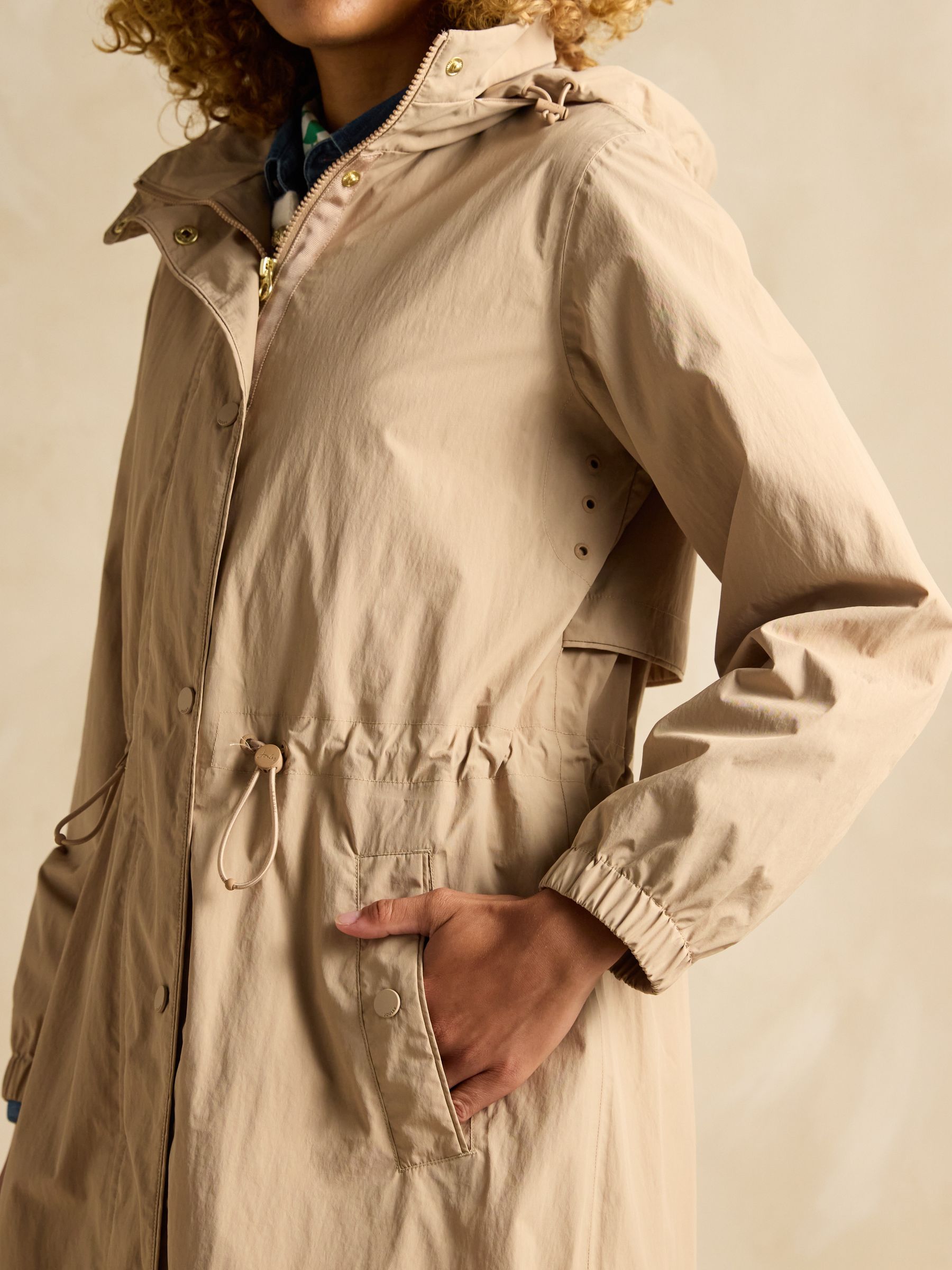 Hensley Tan Brown Waterproof Longline Coat with Packable Hood - Image 7 of 12
