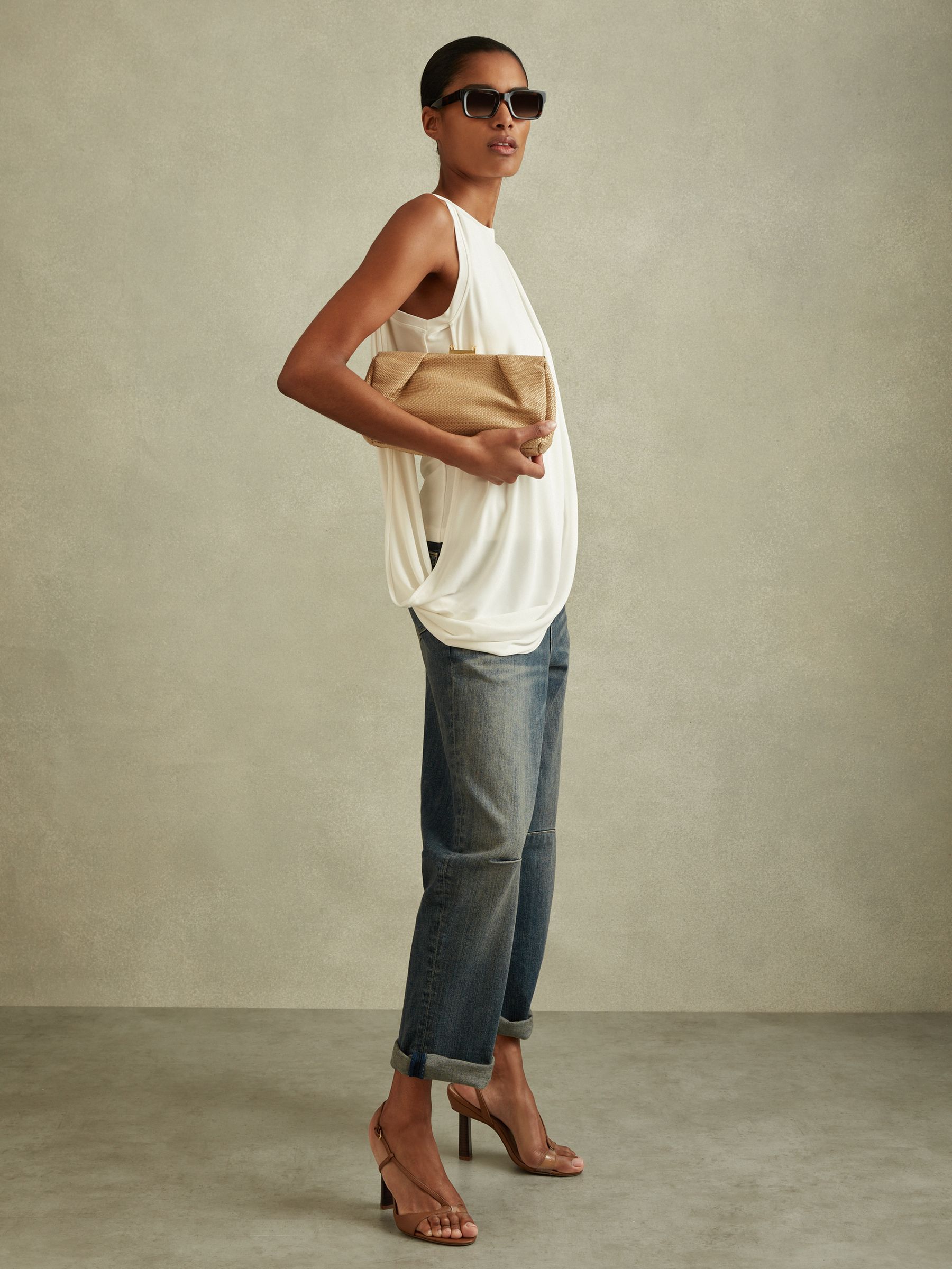 Draped Layered Top in Ivory - Image 4 of 6