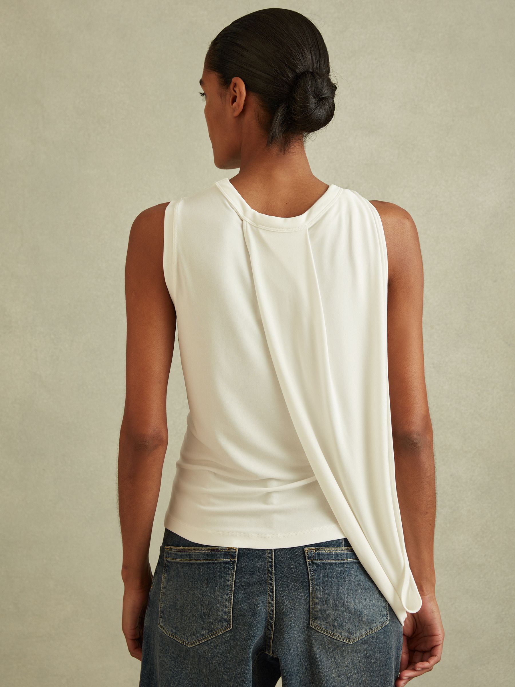 Draped Layered Top in Ivory - Image 5 of 6