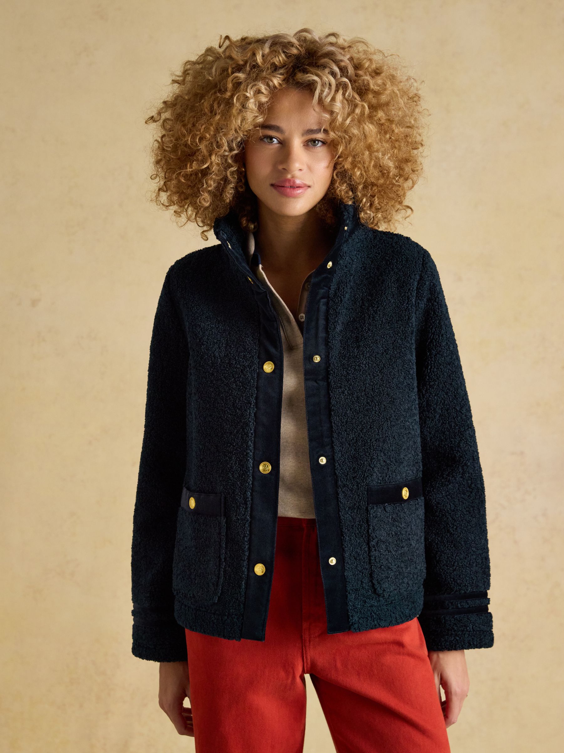 Fleur Navy Blue Fleece Jacket - Image 6 of 8