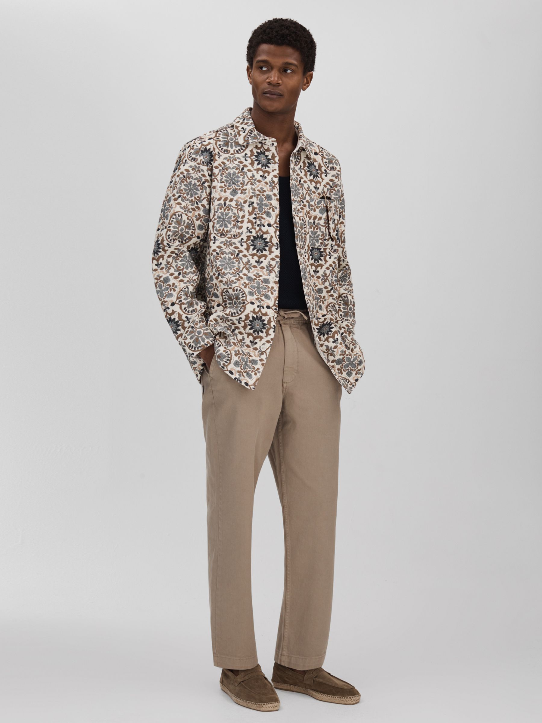 قميص علوي من الجاكار بلون بيج من Wax London - صورة 1 من 7