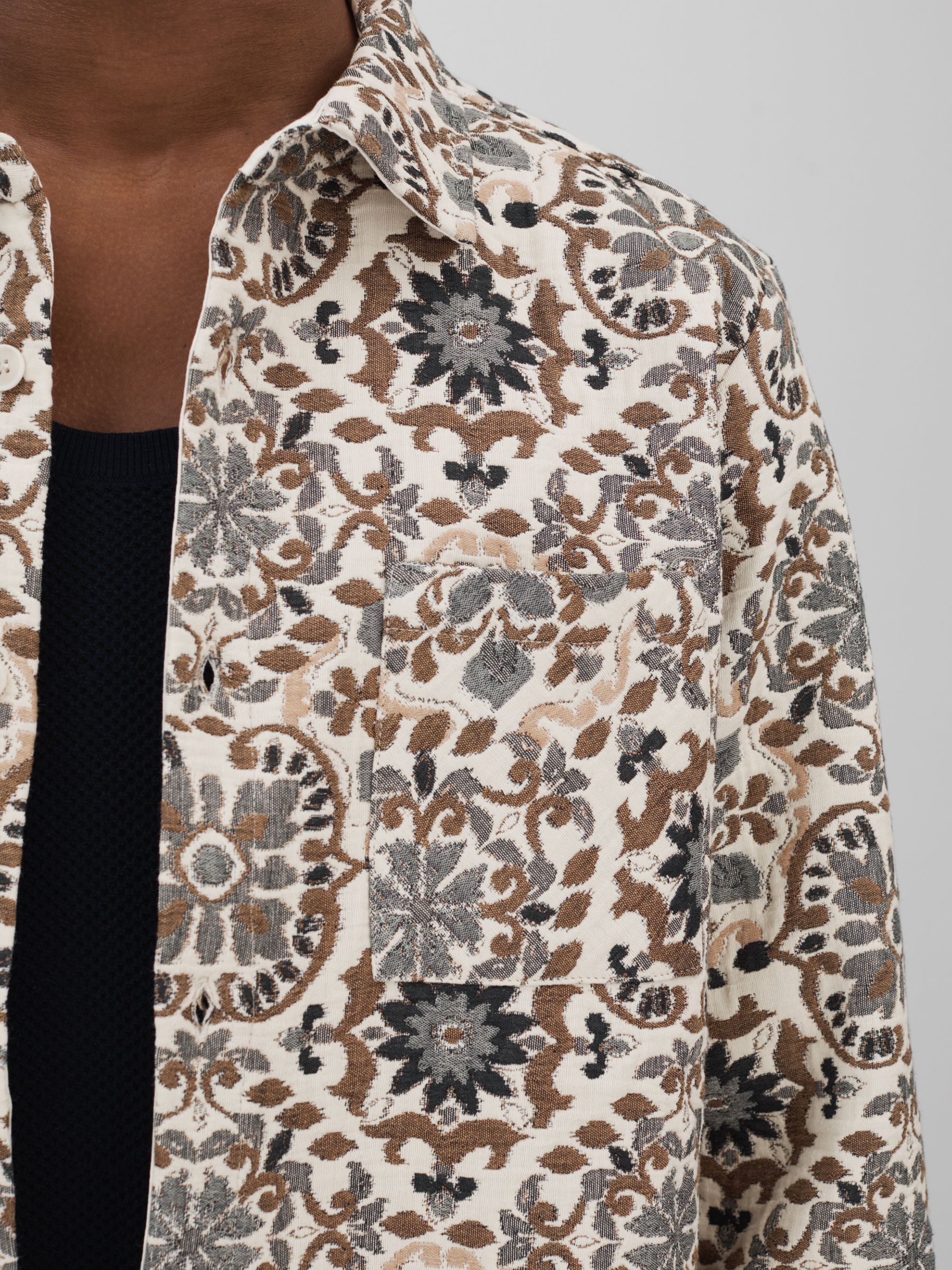 قميص علوي من الجاكار بلون بيج من Wax London - صورة 4 من 7