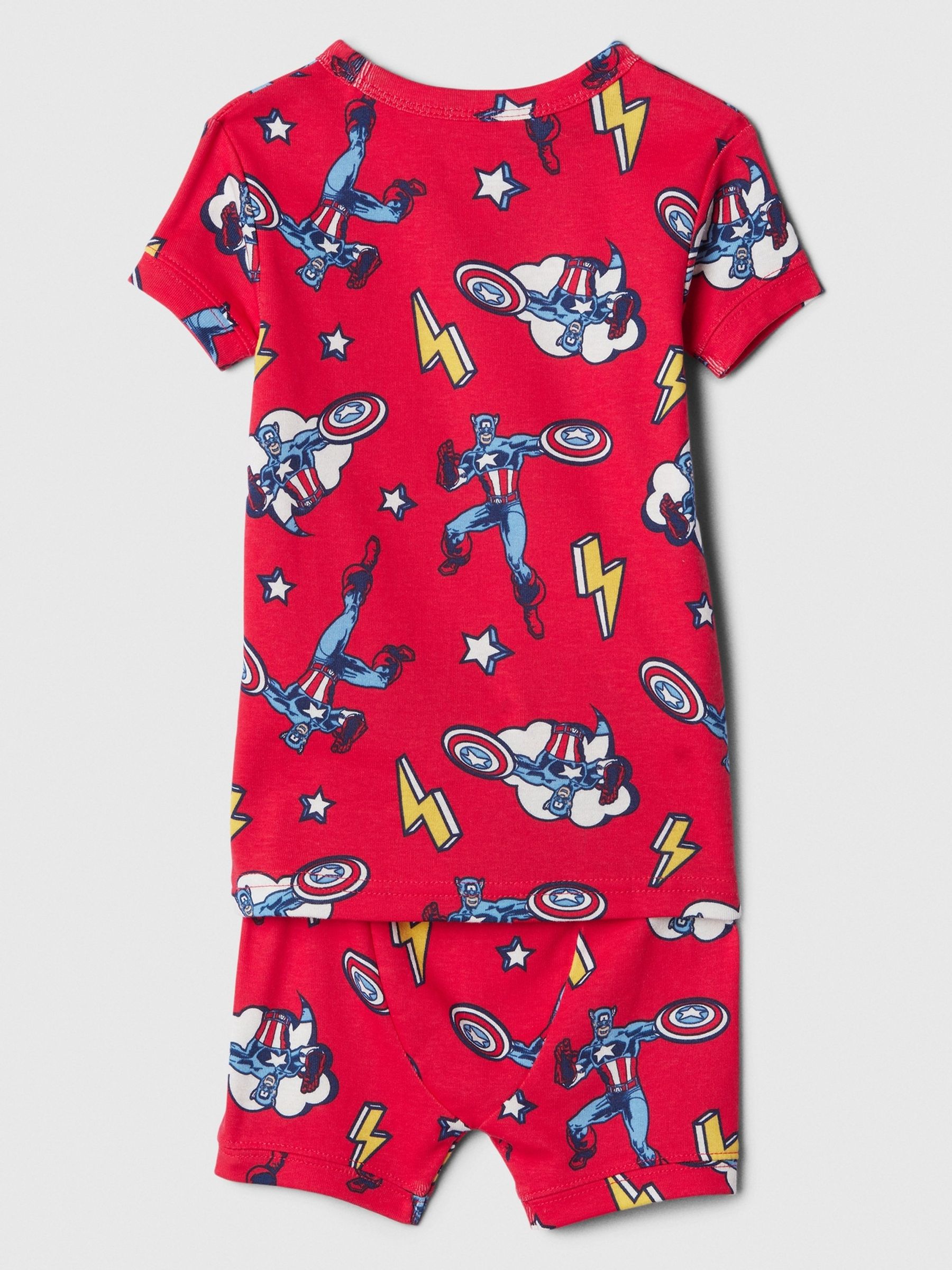 Red Marvel Captain America Organic Cotton Marvel Pyjama Set (6mths-5yrs) - Image 2 of 3