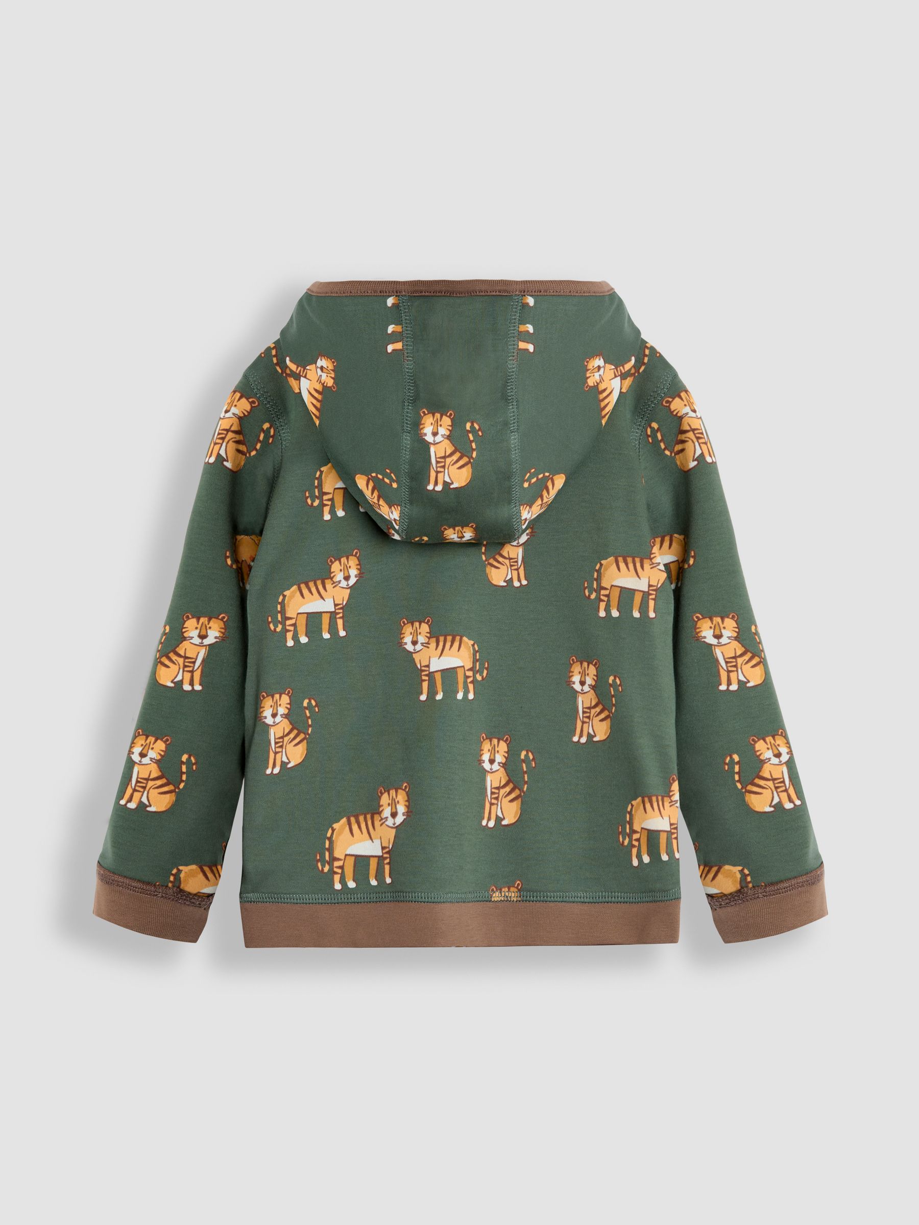 Mocha Brown Safari Cats Appliqué Reversible Hoodie - Image 2 of 8
