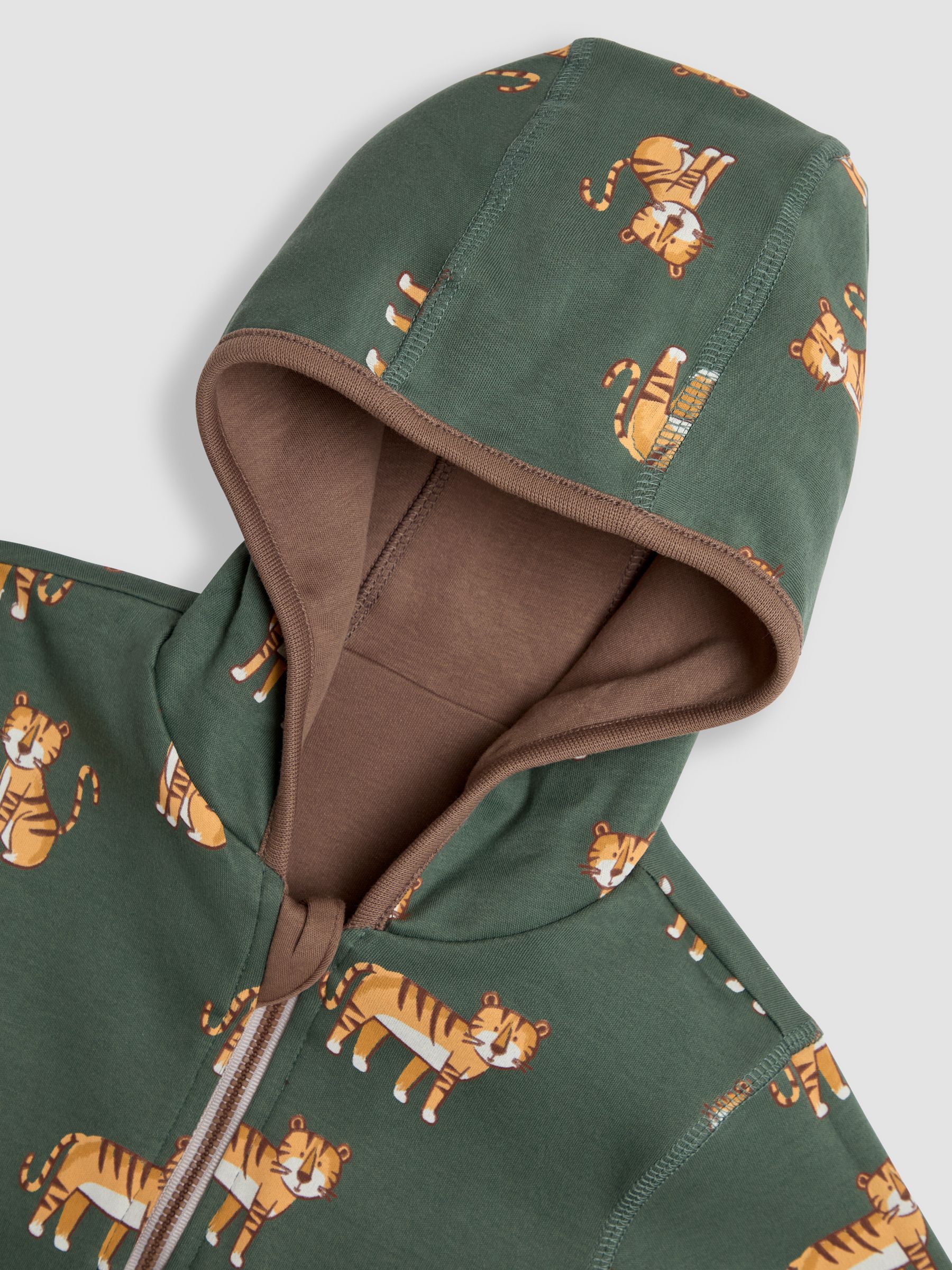 Mocha Brown Safari Cats Appliqué Reversible Hoodie - Image 8 of 8