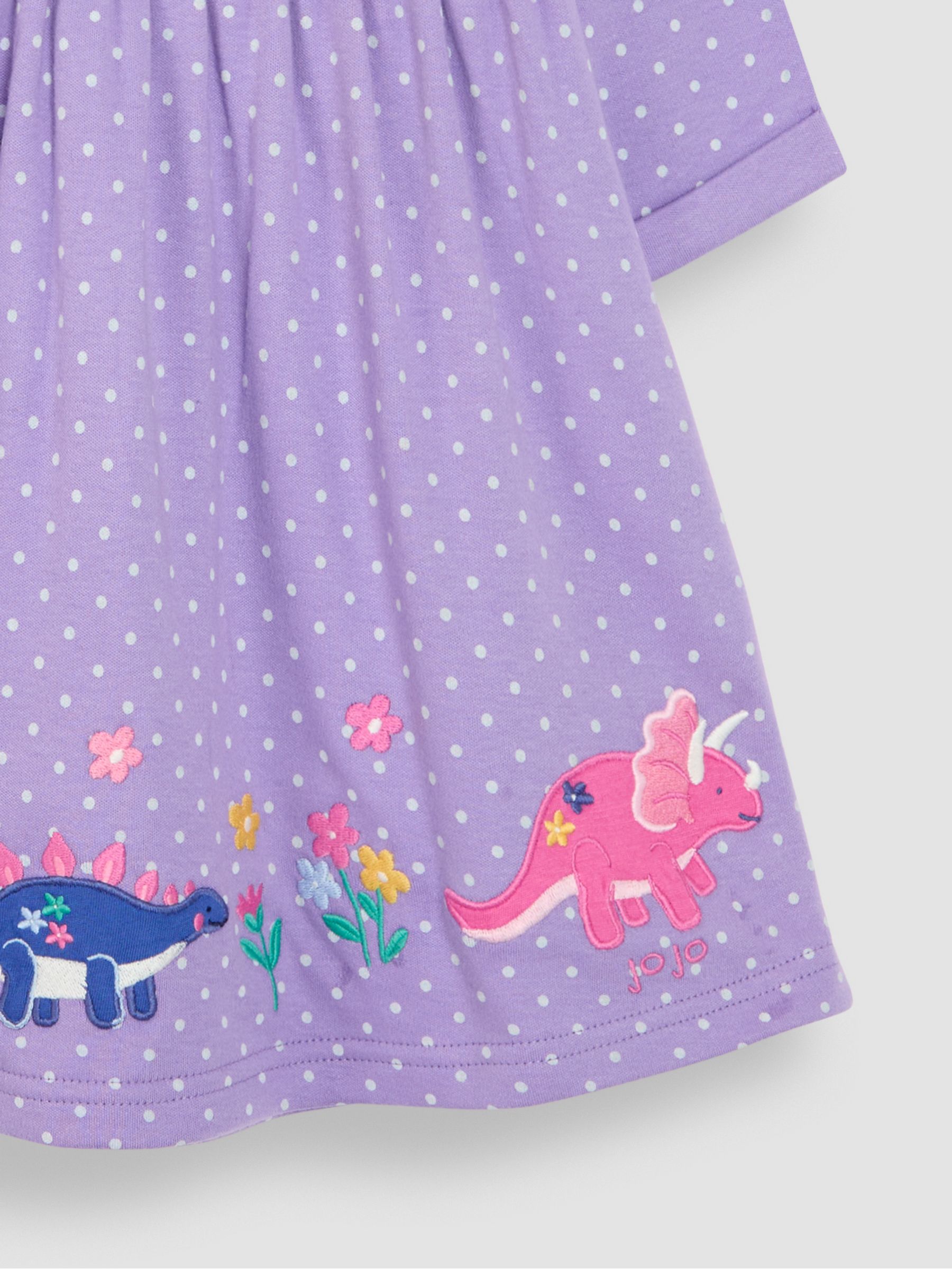 Lilac Purple Dino Appliqué Button Front Dress - Image 4 of 4