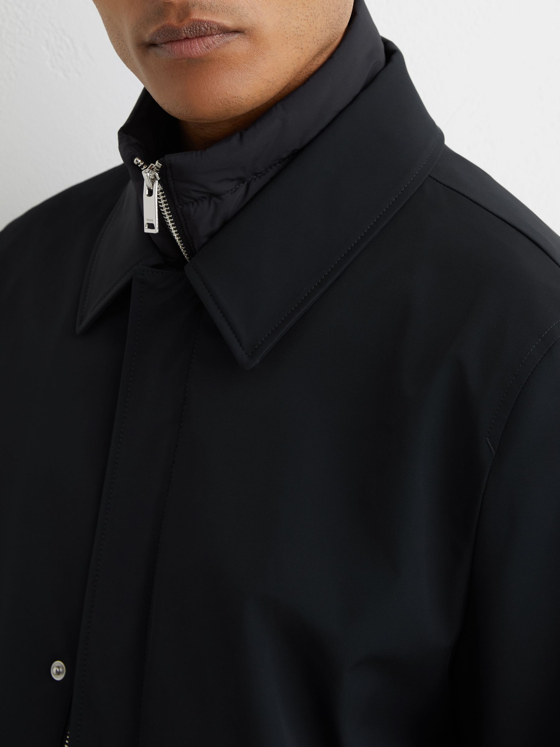 Hybrid Removable Funnel Neck Overcoat in Navy - image 4
