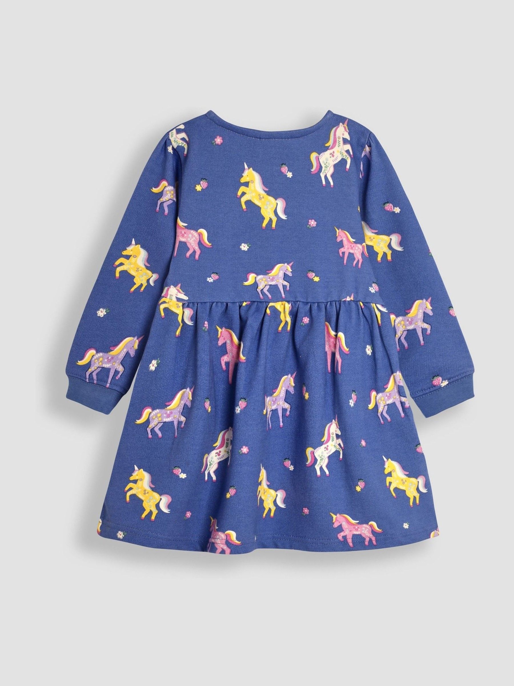 Cornflower Blue Unicorn Button Sweat Dress - Image 2 of 3