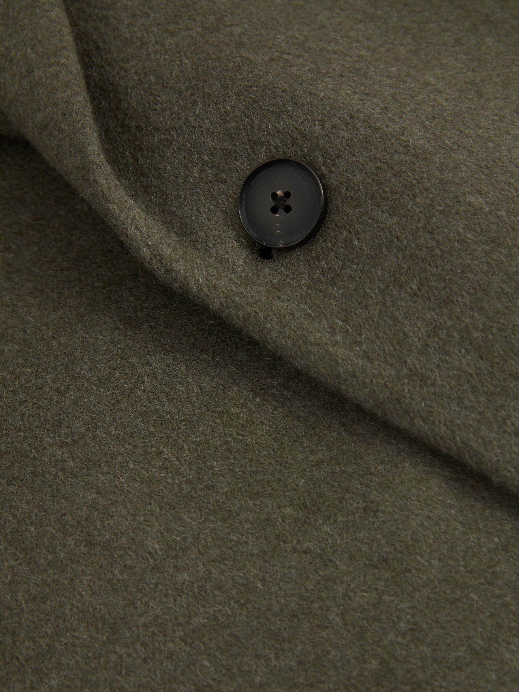 Wool Blend Single Breasted Epsom Overcoat in Green Smoke - Image 5 of 5
