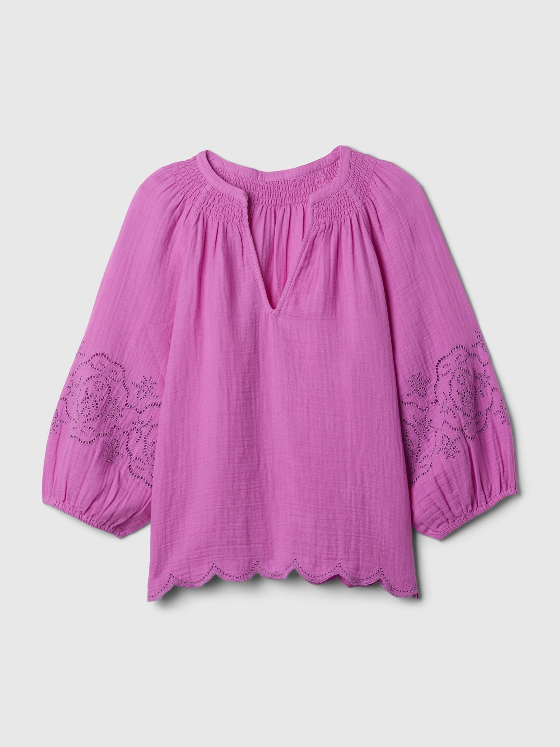 Pink Eyelet Puff Sleeve Shirt - Image 5 of 5