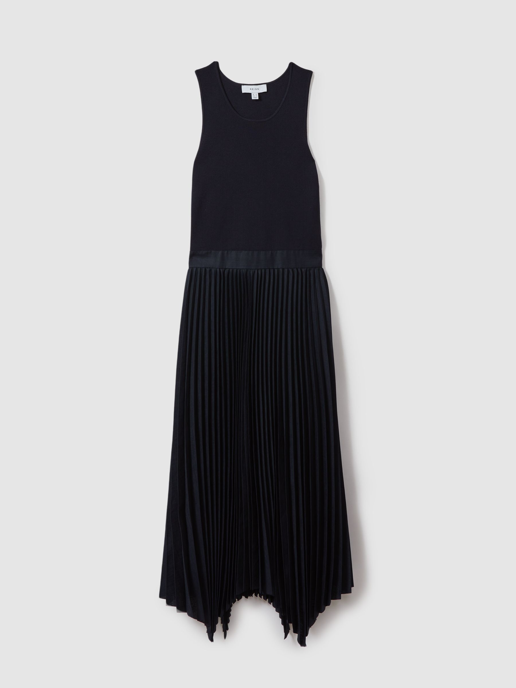 Knit Hybrid Midi Dress in Navy - Image 2 of 5