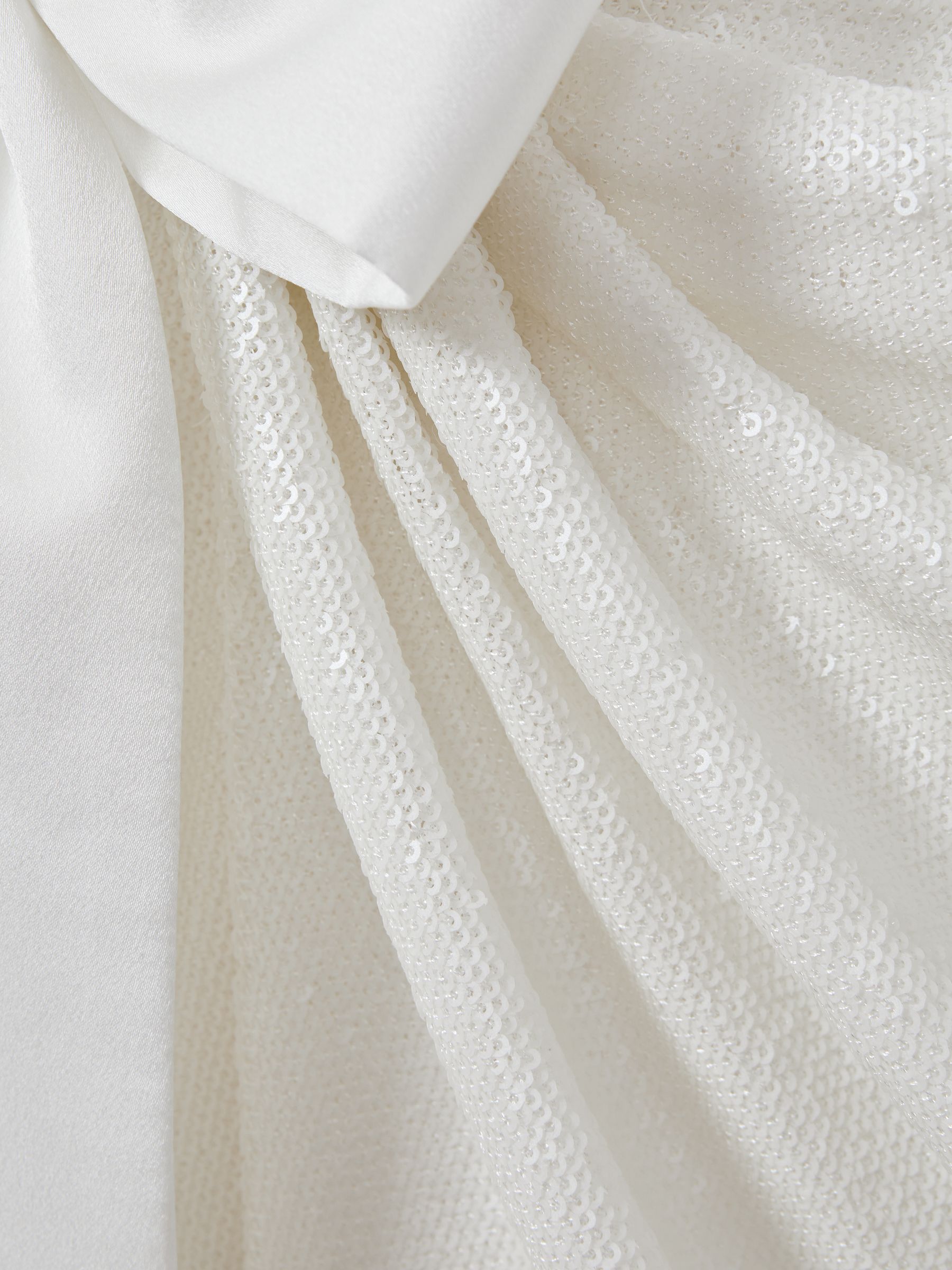 Halston Sequin Side Tie Mini Dress in Chalk - Image 5 of 5