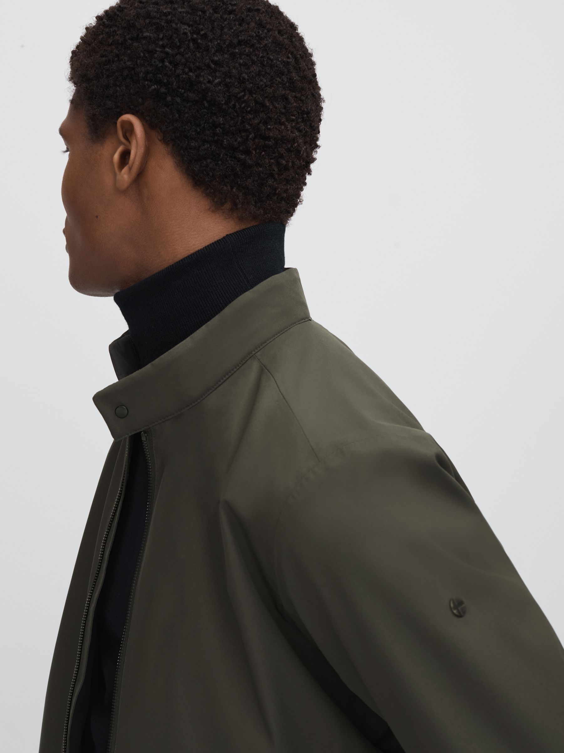 Scandinavian Edition Waterproof Harrington-Style Jacket in Dark Olive - Image 4 of 6