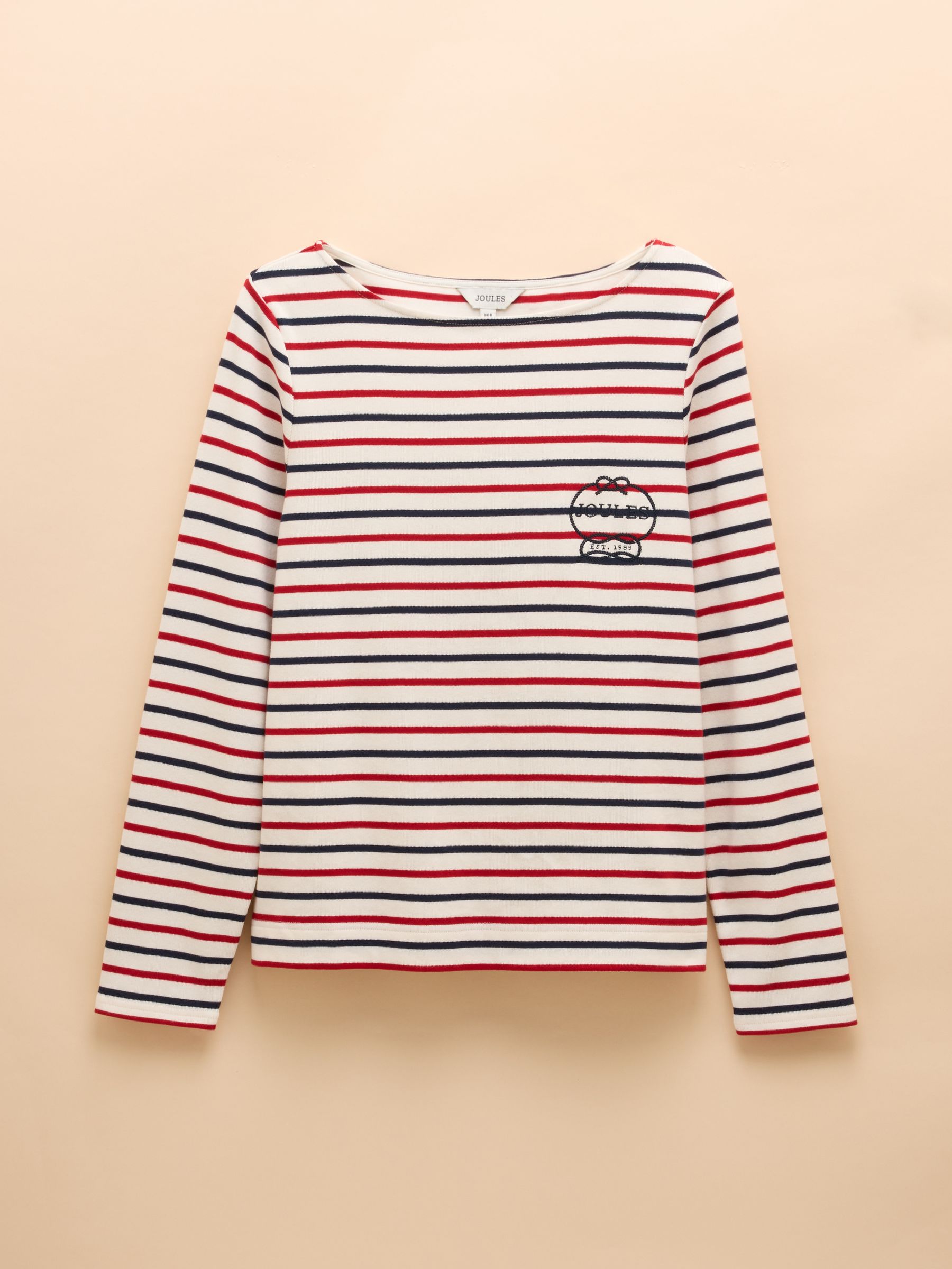 Harbour Red, White & Blue Stripe Embroidered Boat Neck Breton Top - Image 8 of 8