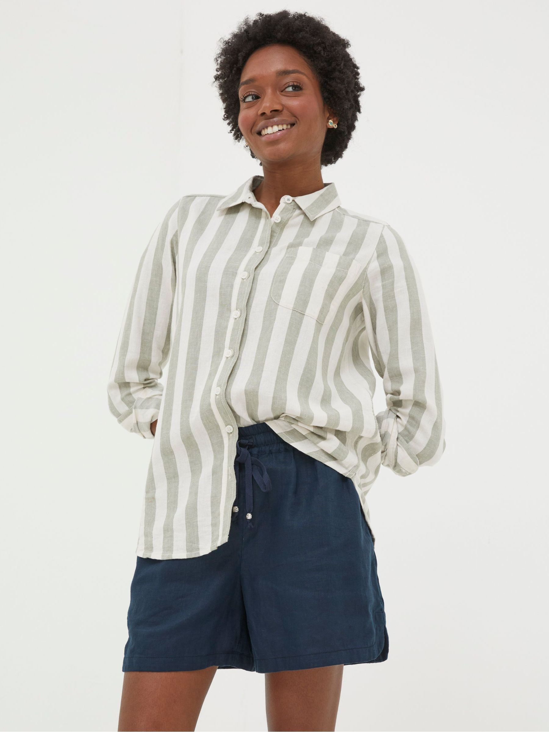 Tenby Blue Linen Shorts - Image 1 of 4