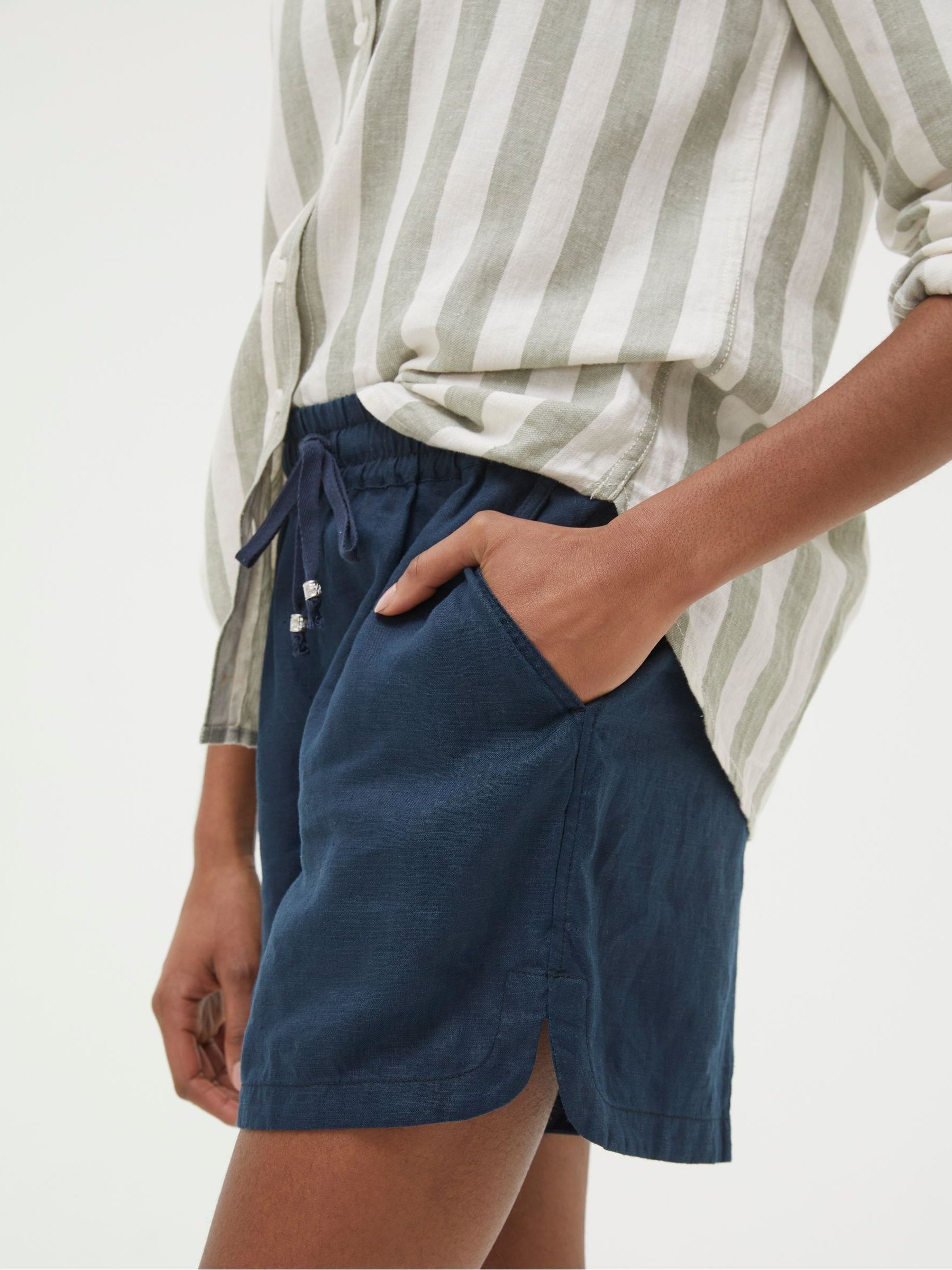 Tenby Blue Linen Shorts - Image 3 of 4