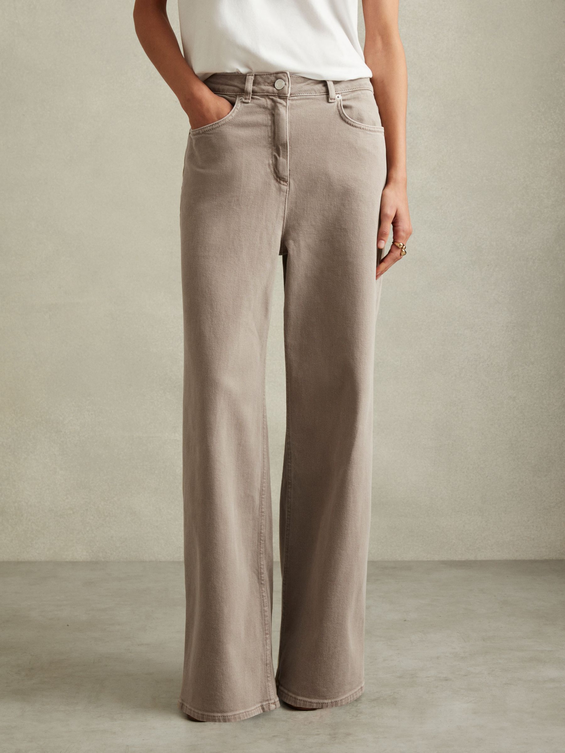 Relaxed Garment Dyed Wide Leg Jeans in Neutral - Image 1 of 6