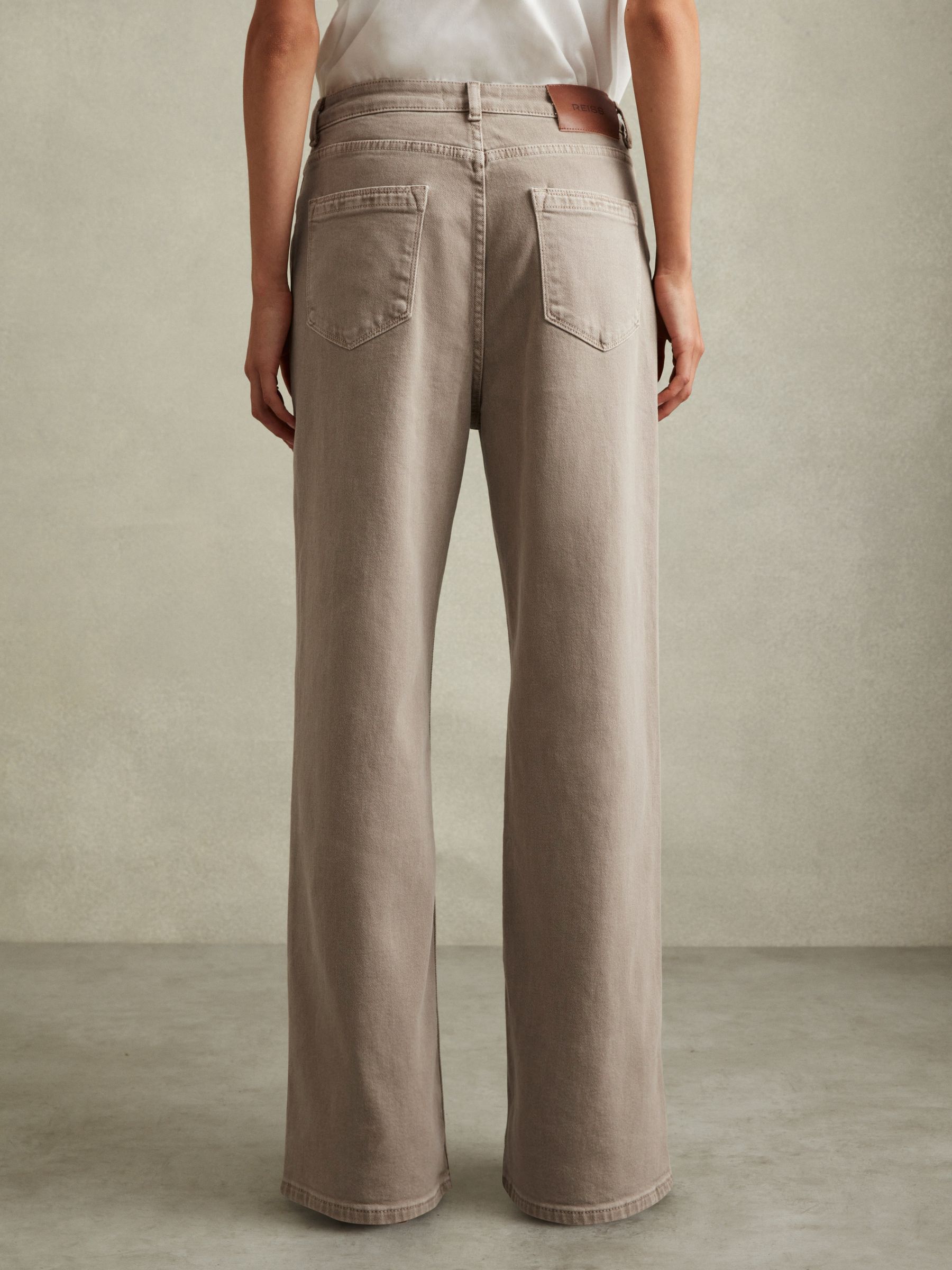 Relaxed Garment Dyed Wide Leg Jeans in Neutral - Image 4 of 6