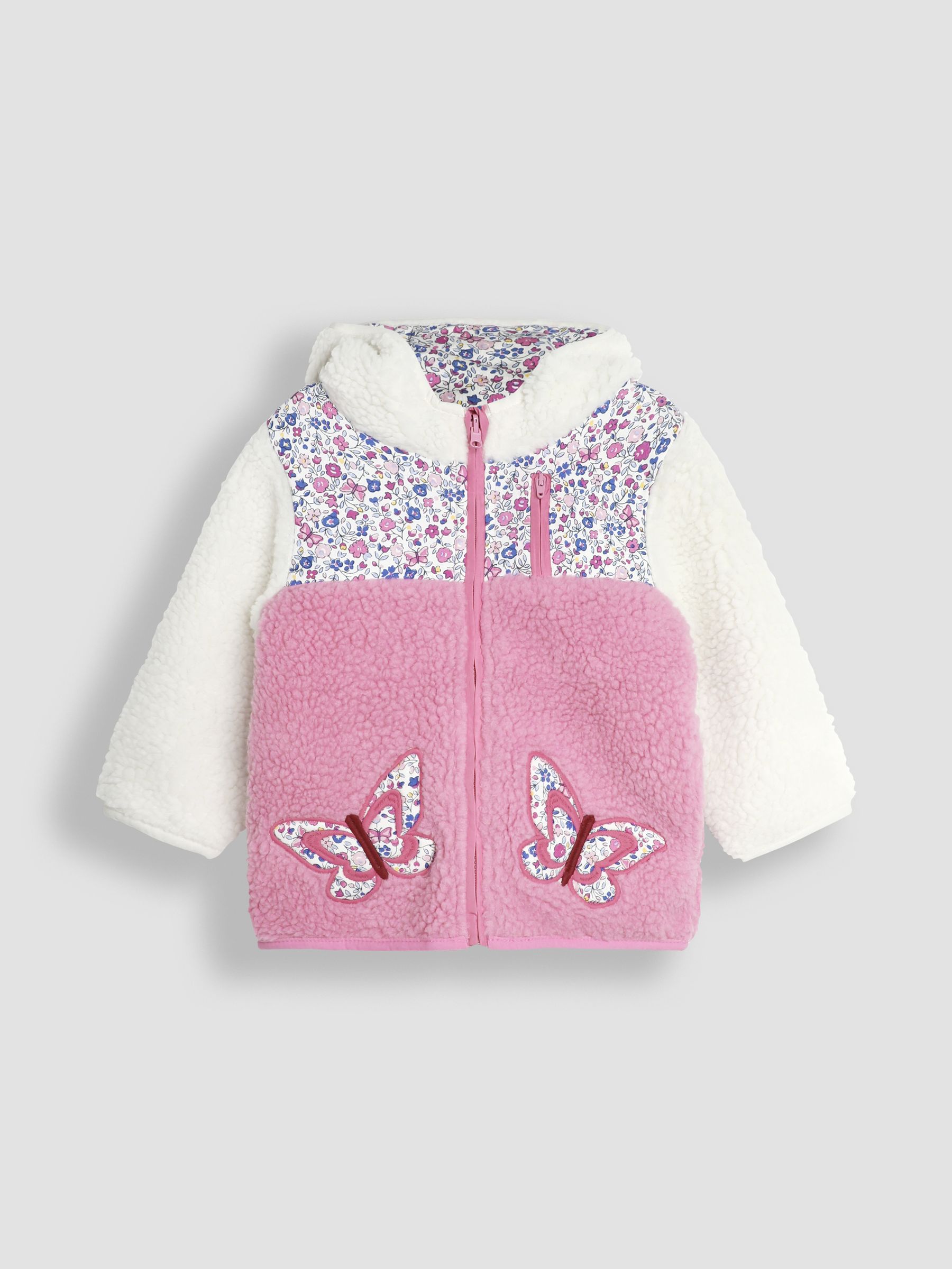 Pink Butterfly Reversible Hooded Teddy Fleece - Image 2 of 7