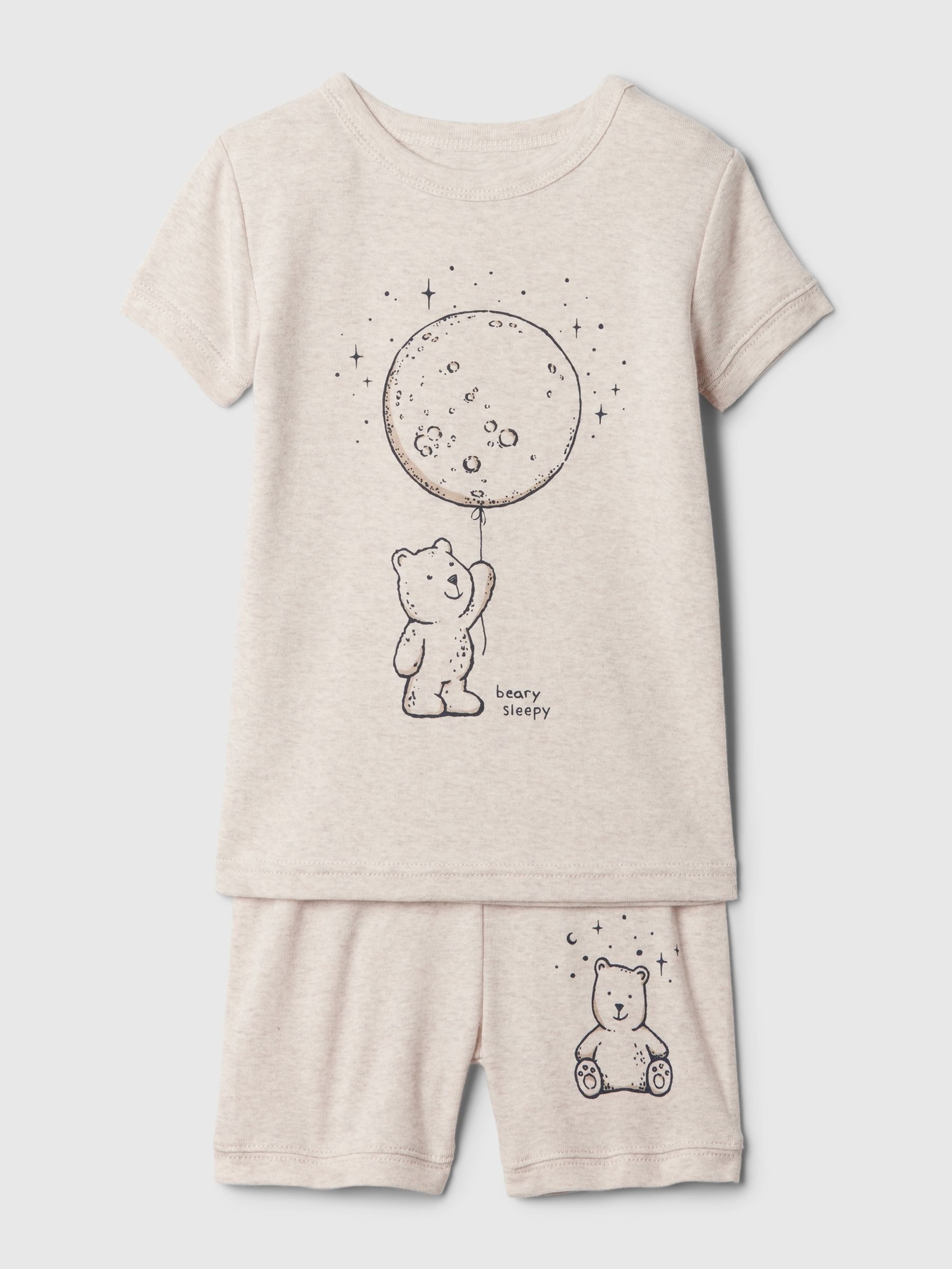 Beige Organic Cotton Graphic Short Pyjama Set (12mths-5yrs) - Image 1 of 2