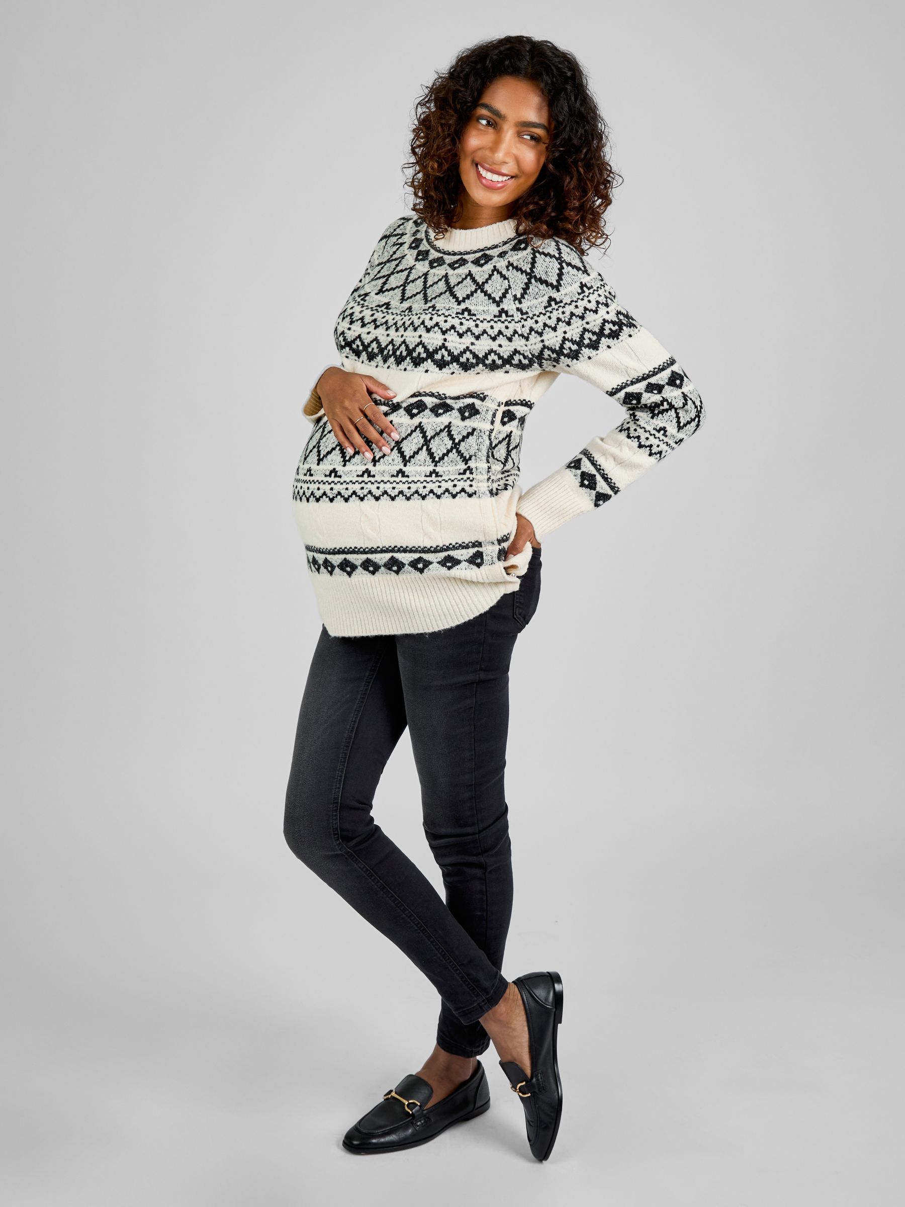 Cream/Black Maternity & Nursing Jumper - Image 3 of 4