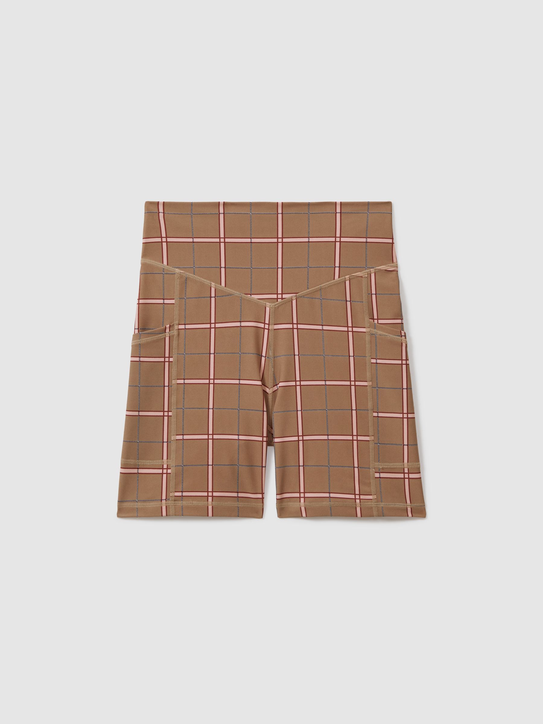 The Upside Check Spin Shorts in Brown Check - Image 2 of 5