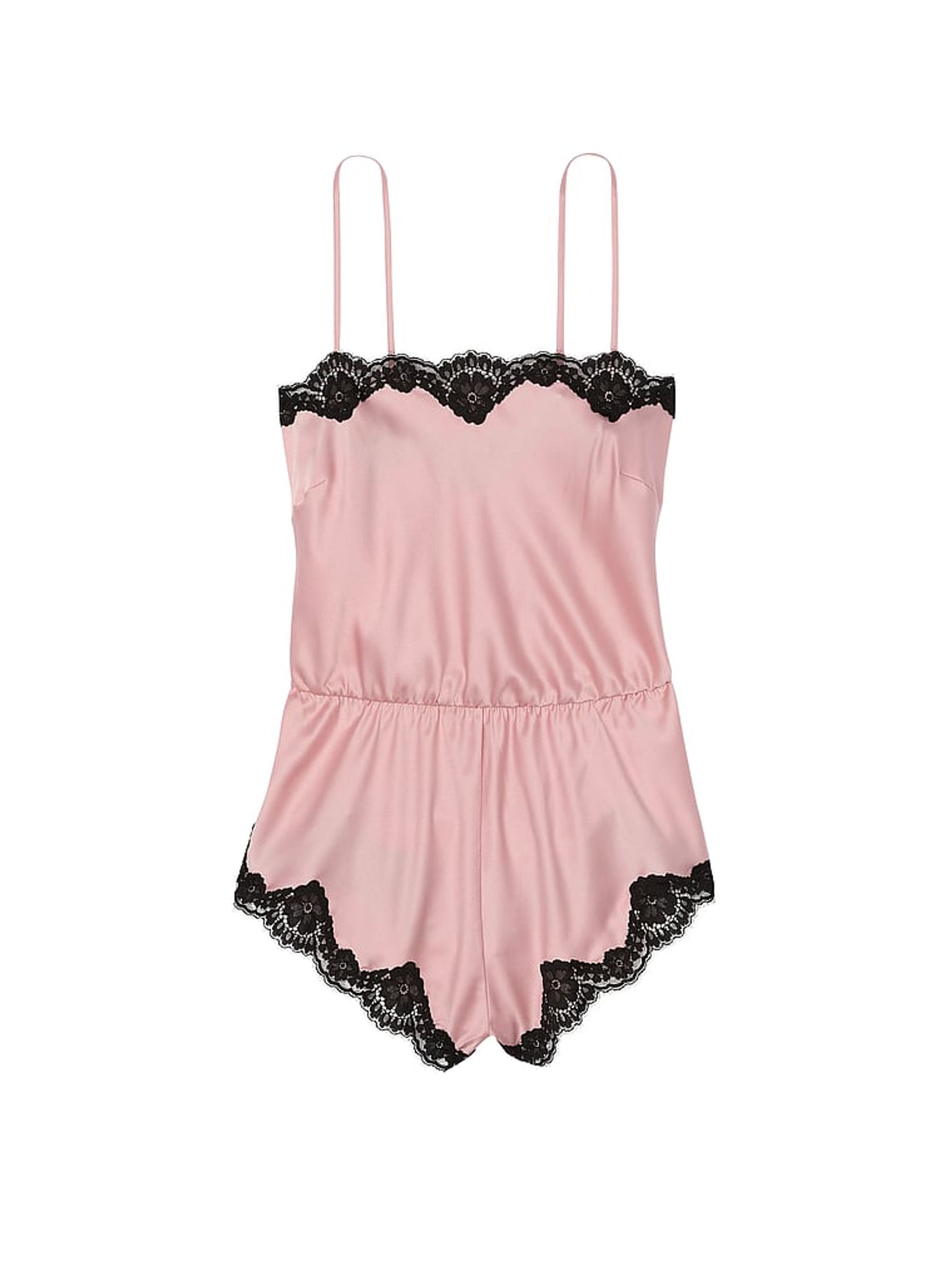Chalk Rose Pink Satin Lace-Trim Playsuit - Image 3 of 3