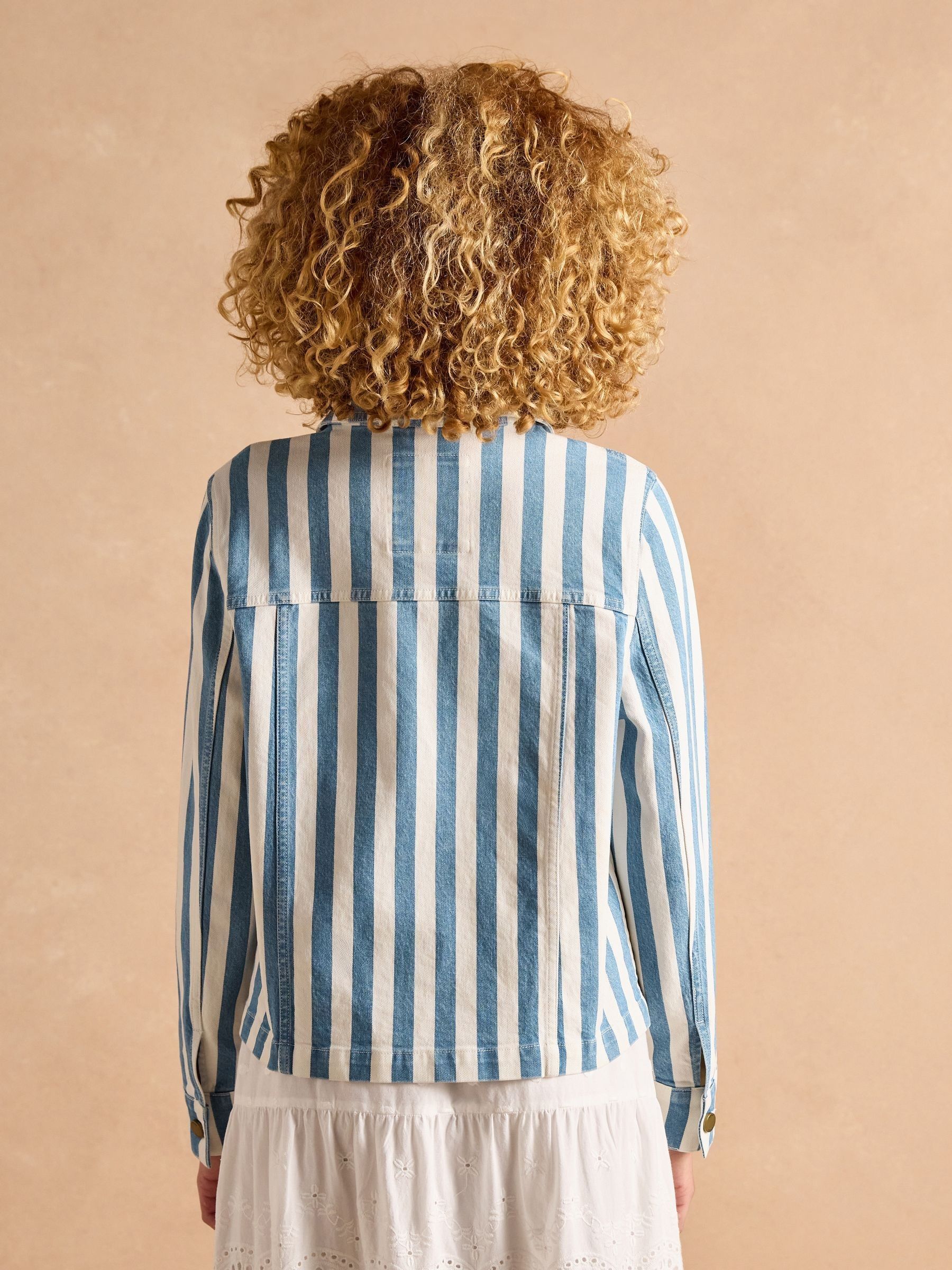 Cream & Blue Stripe Denim Jacket - Image 2 of 10