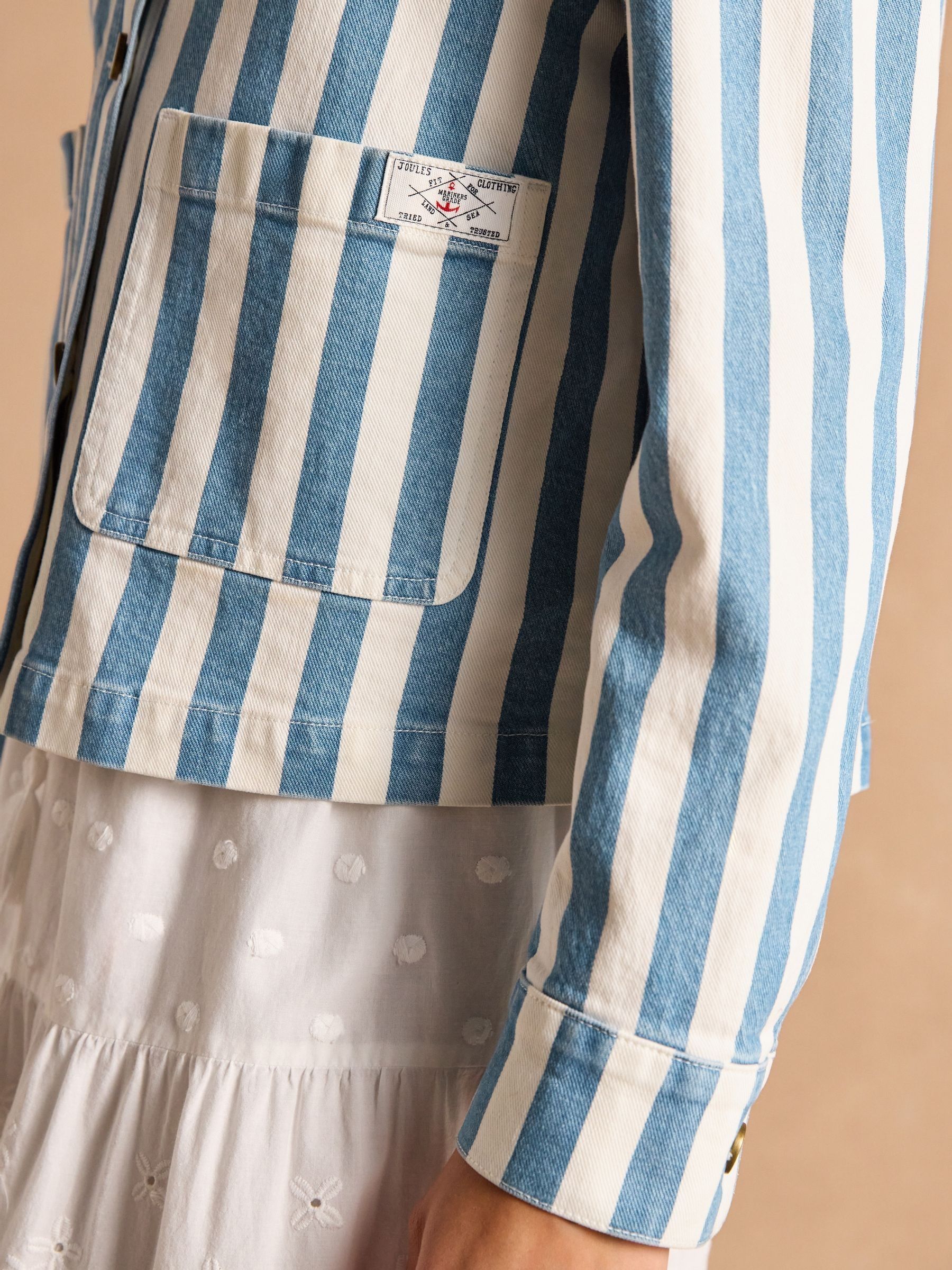 Cream & Blue Stripe Denim Jacket - Image 4 of 10