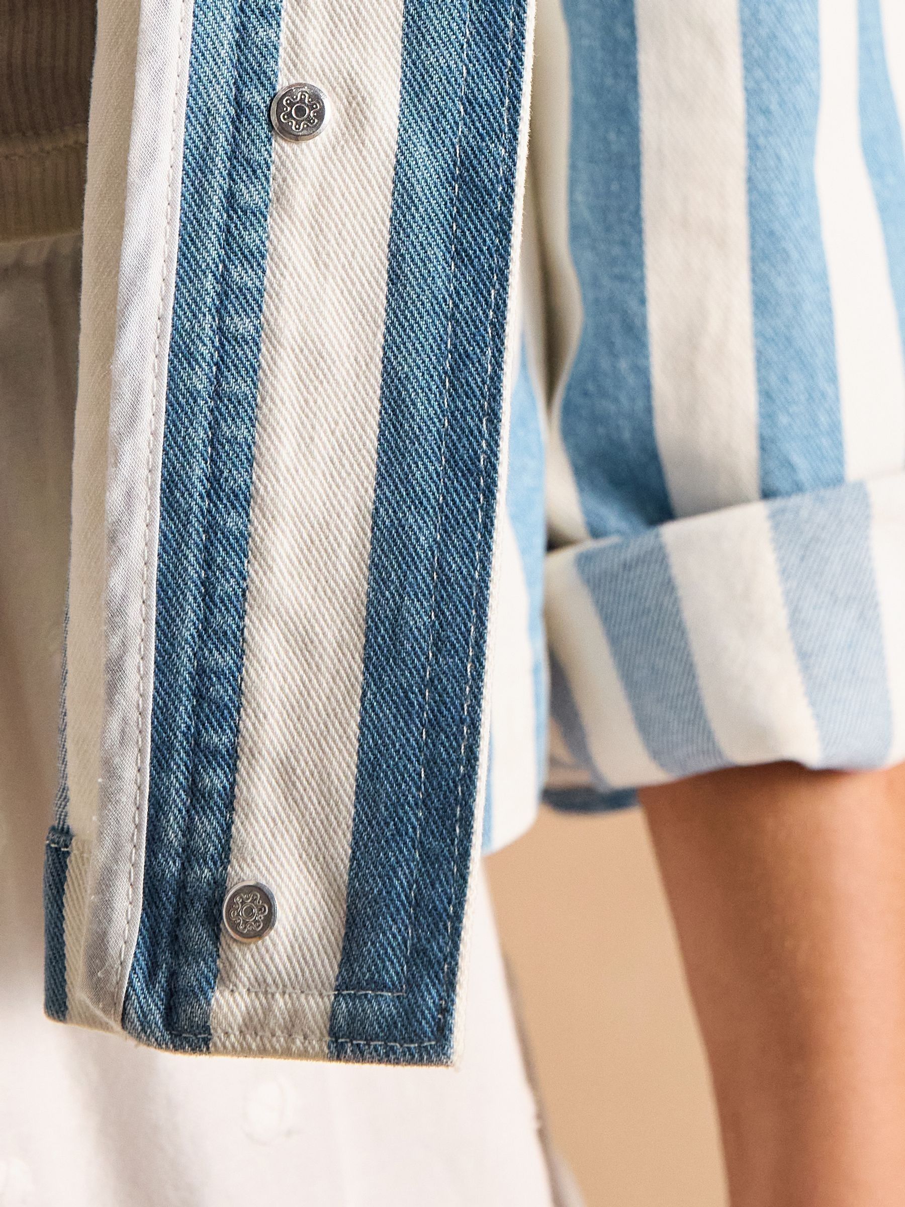 Cream & Blue Stripe Denim Jacket - Image 5 of 10