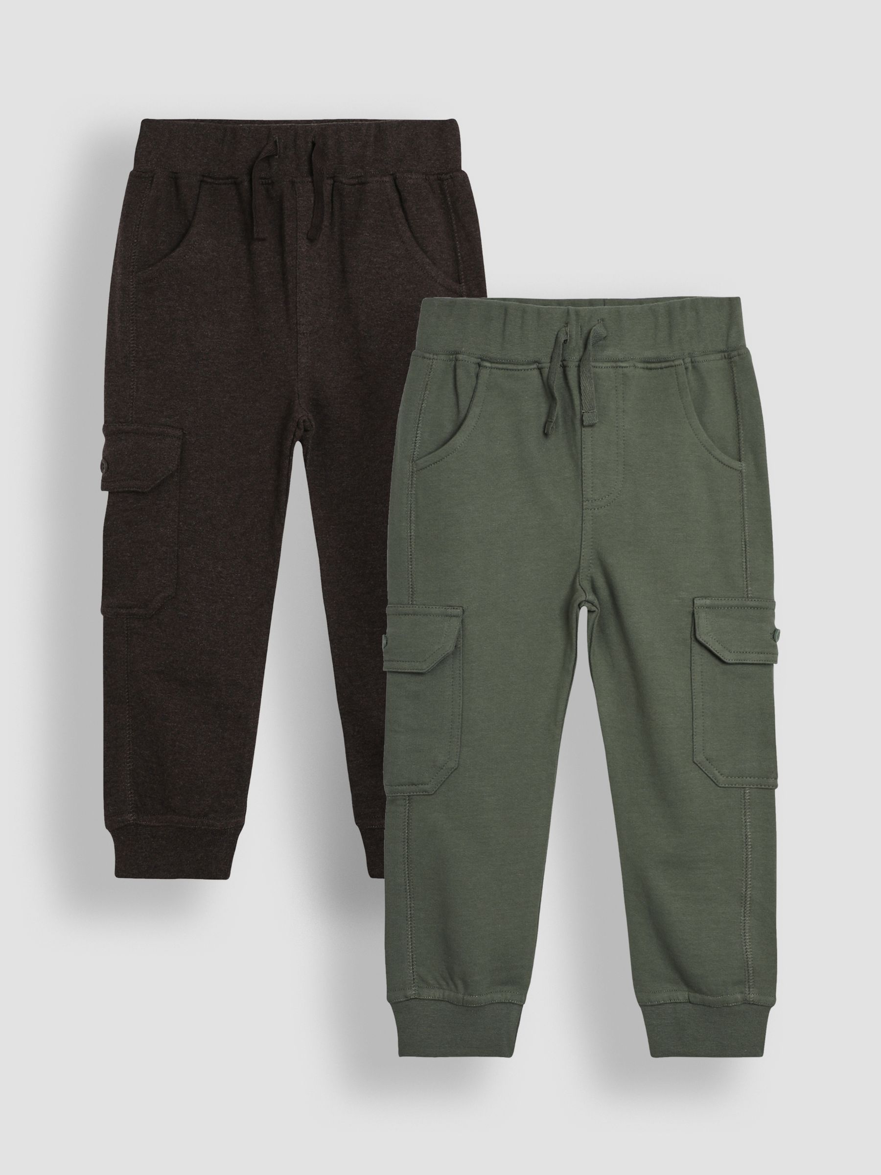 Khaki Green & Brown Marl Cargo 100% Cotton Joggers 2 Pack - Image 1 of 5