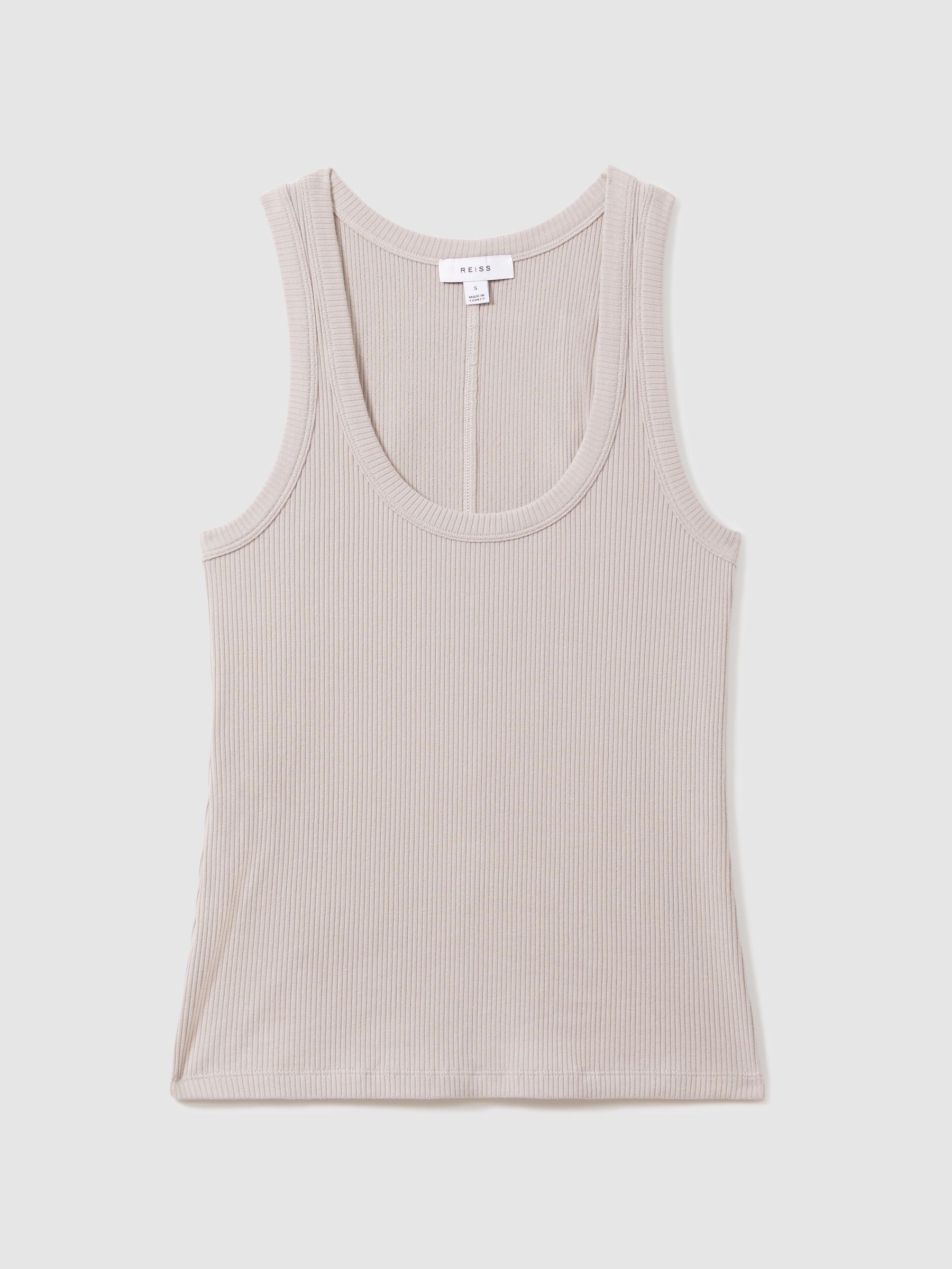 Ribbed Cotton Blend Vest in Mink - Image 2 of 5