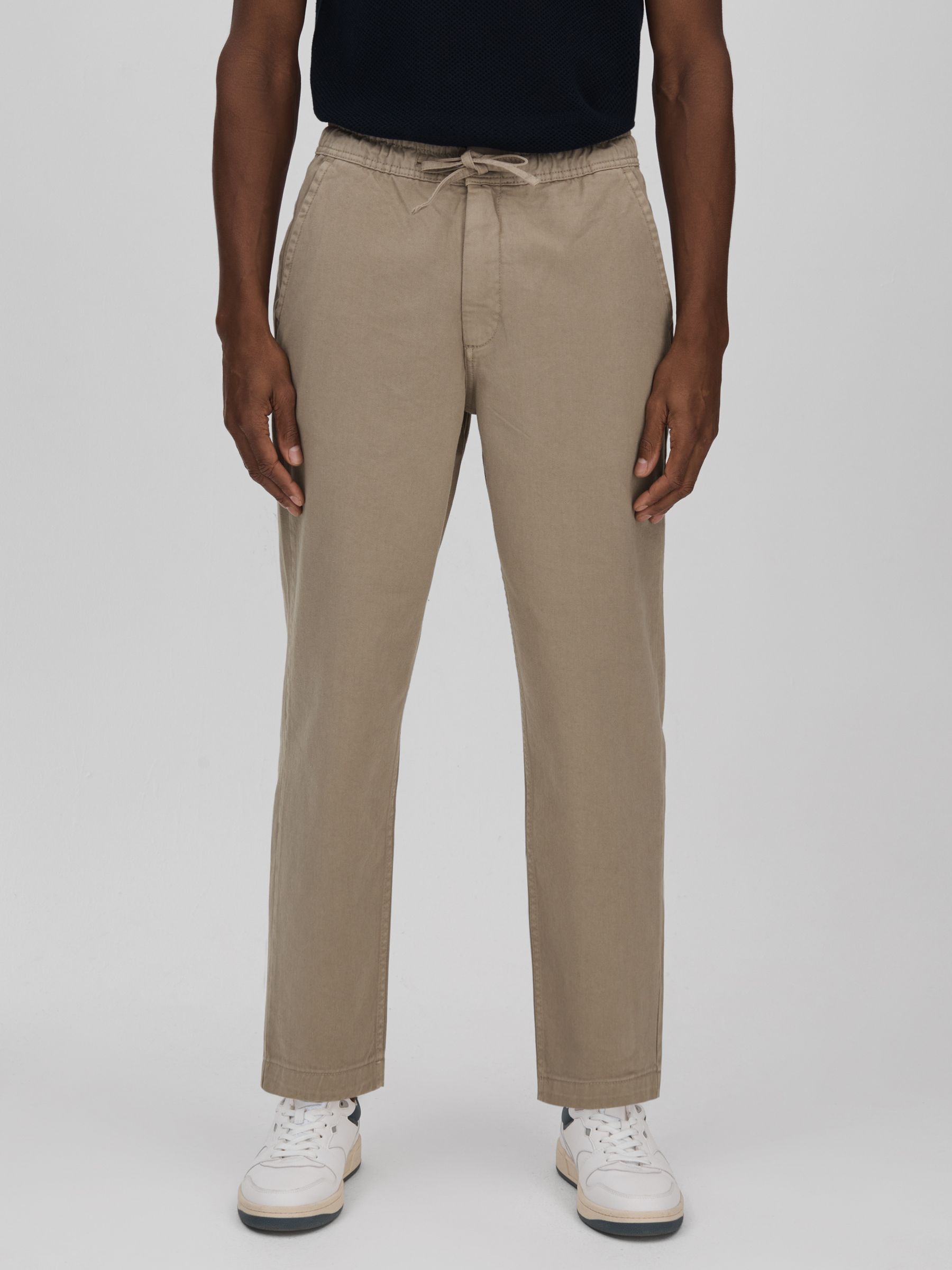 Wax London Cotton Drawstring Trousers in Light Khaki - Image 3 of 6