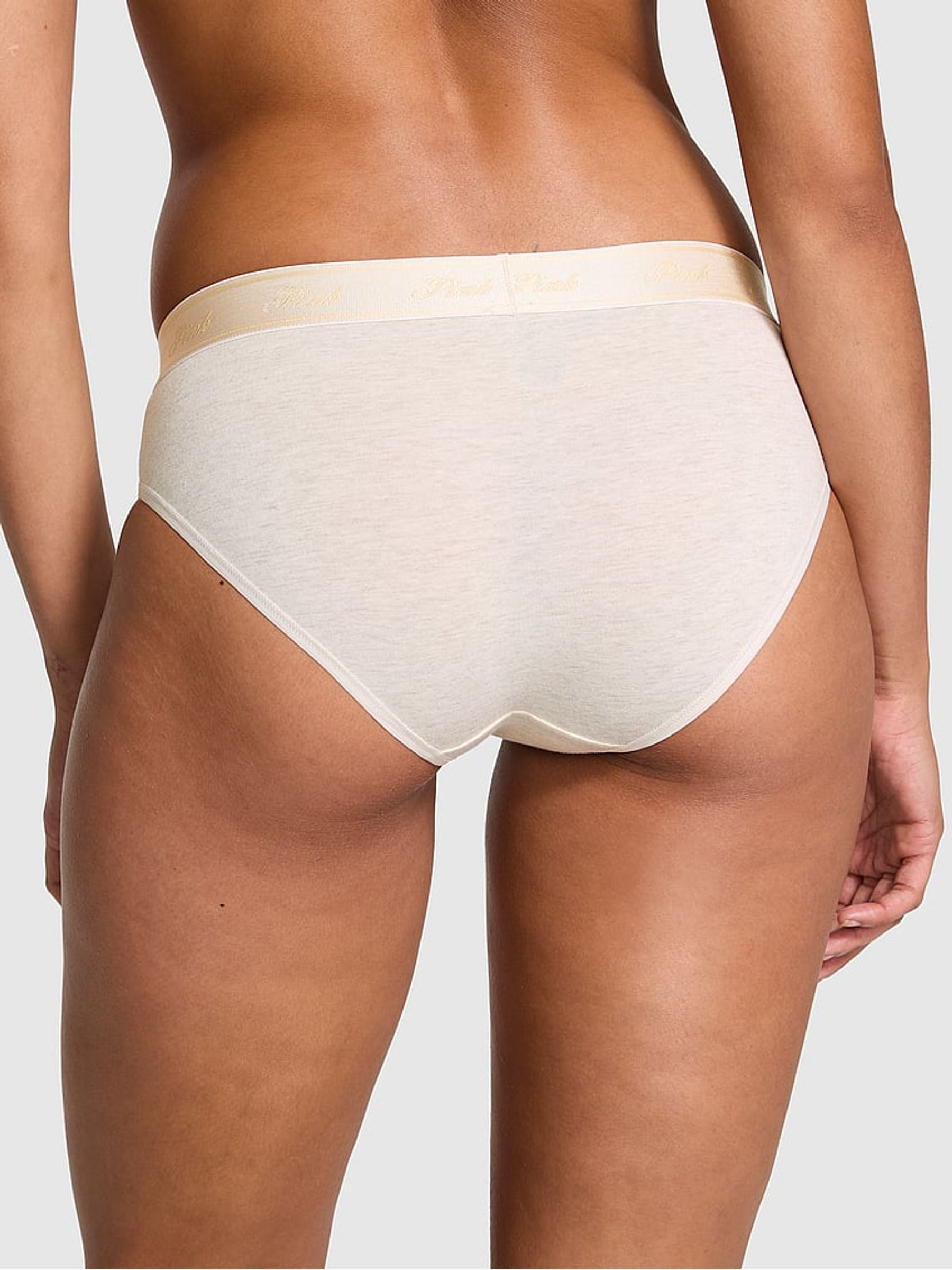 Heather Oatmeal Beige Hipster Cotton Logo Knickers - Image 2 of 3