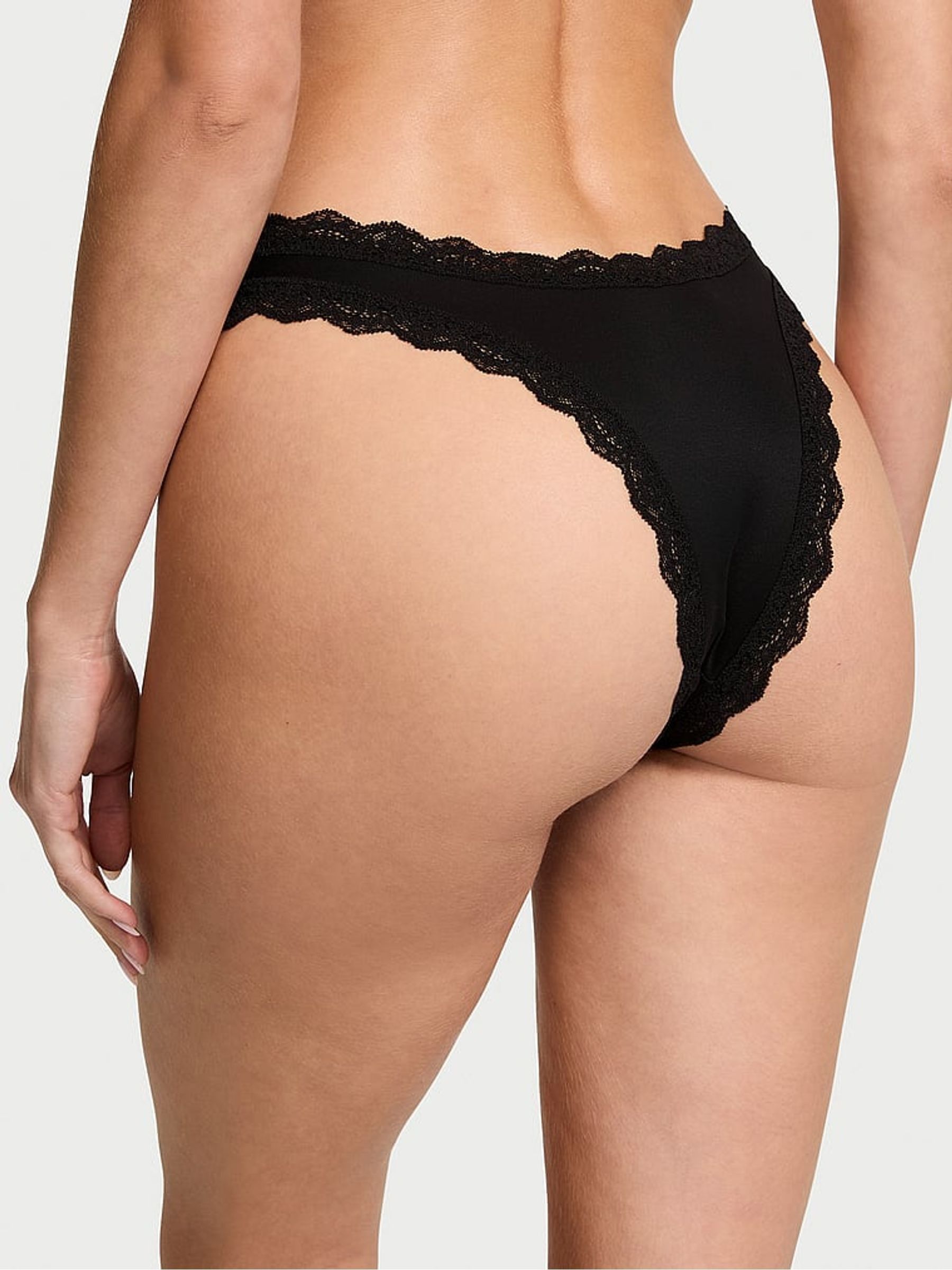 Black Lace Trim Brazilian Knickers - Image 2 of 3