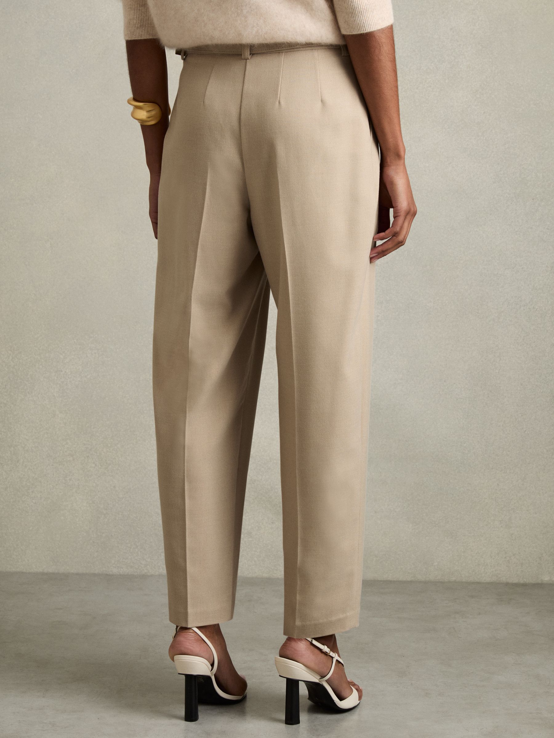 Tapered Belted Trousers in Neutral - Image 4 of 5