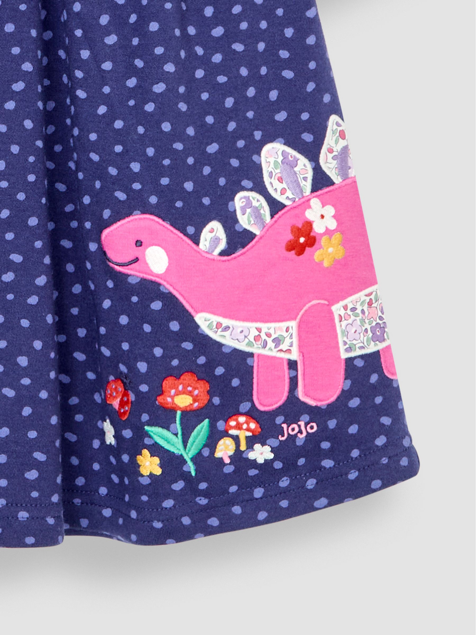 Navy Blue Dino Appliqué Button Front Dress - Image 4 of 4