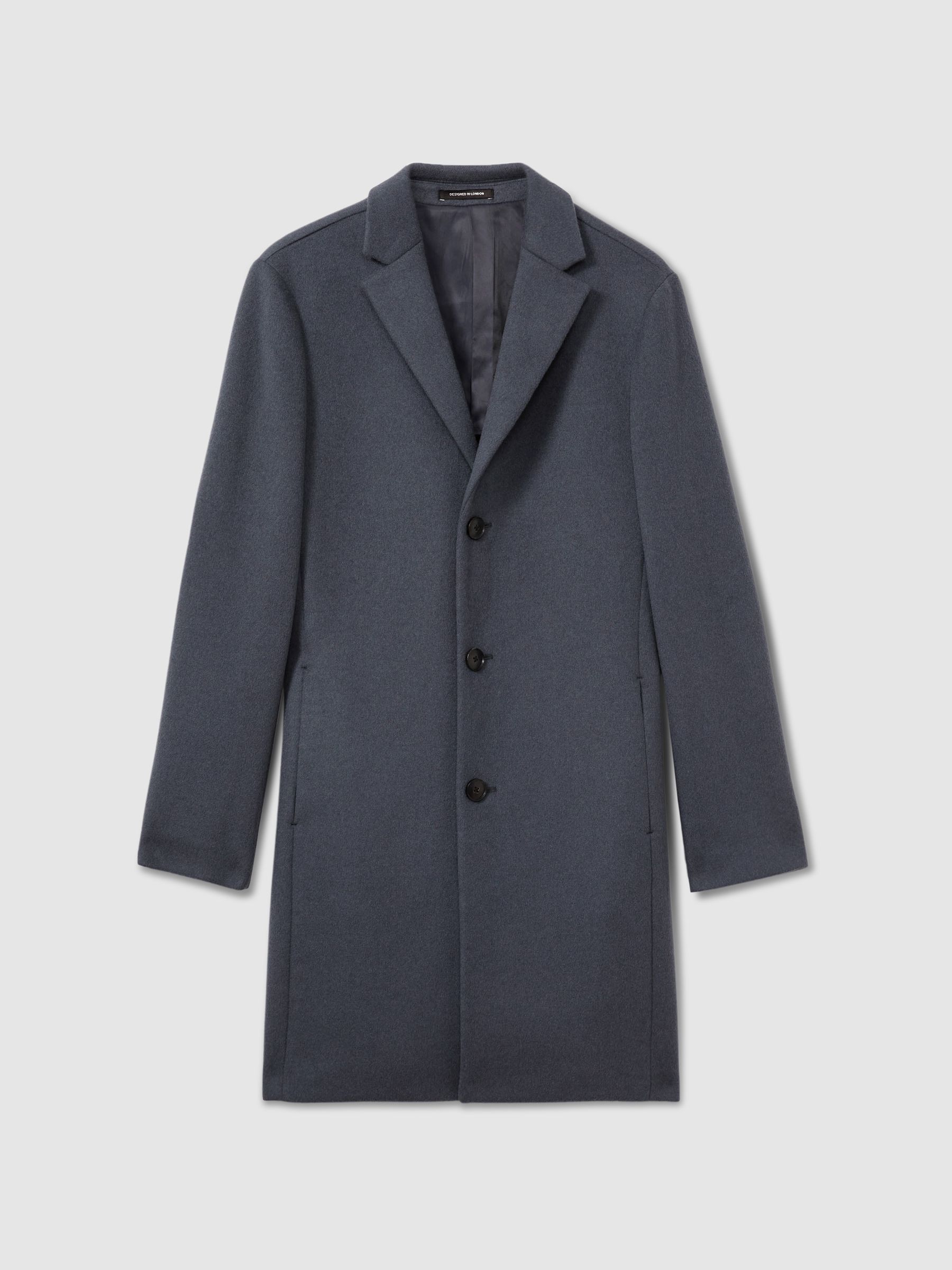 Wool Blend Single Breasted Overcoat in Airforce Blue - Image 2 of 6