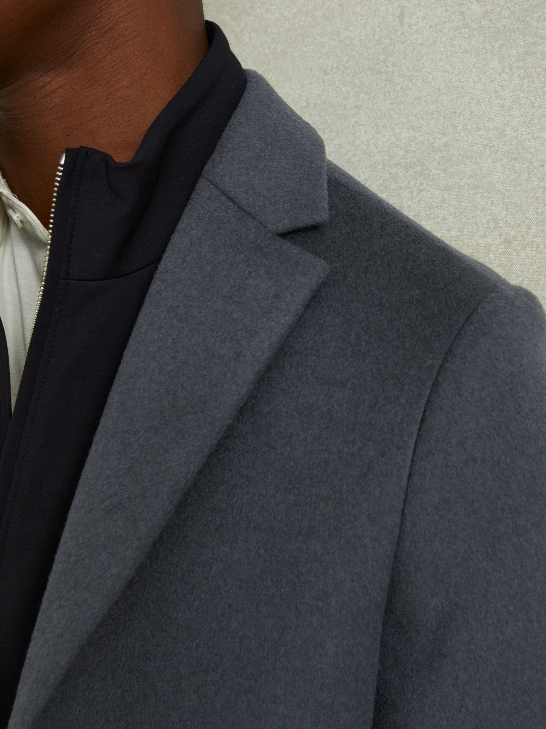Wool Blend Single Breasted Overcoat in Airforce Blue - Image 4 of 6