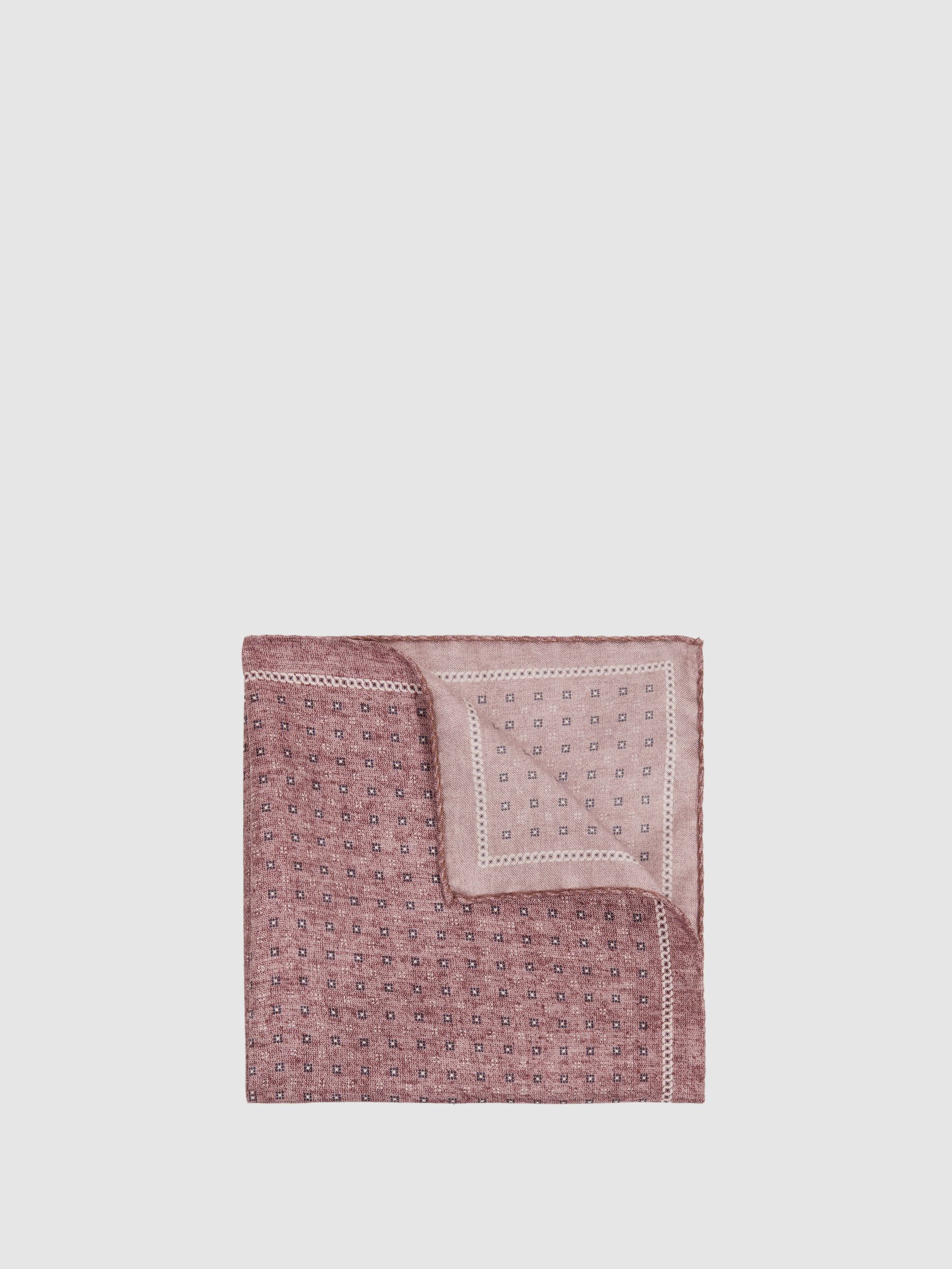 Reversible Silk Pocket Square in Dusty Pink - Image 1 of 5