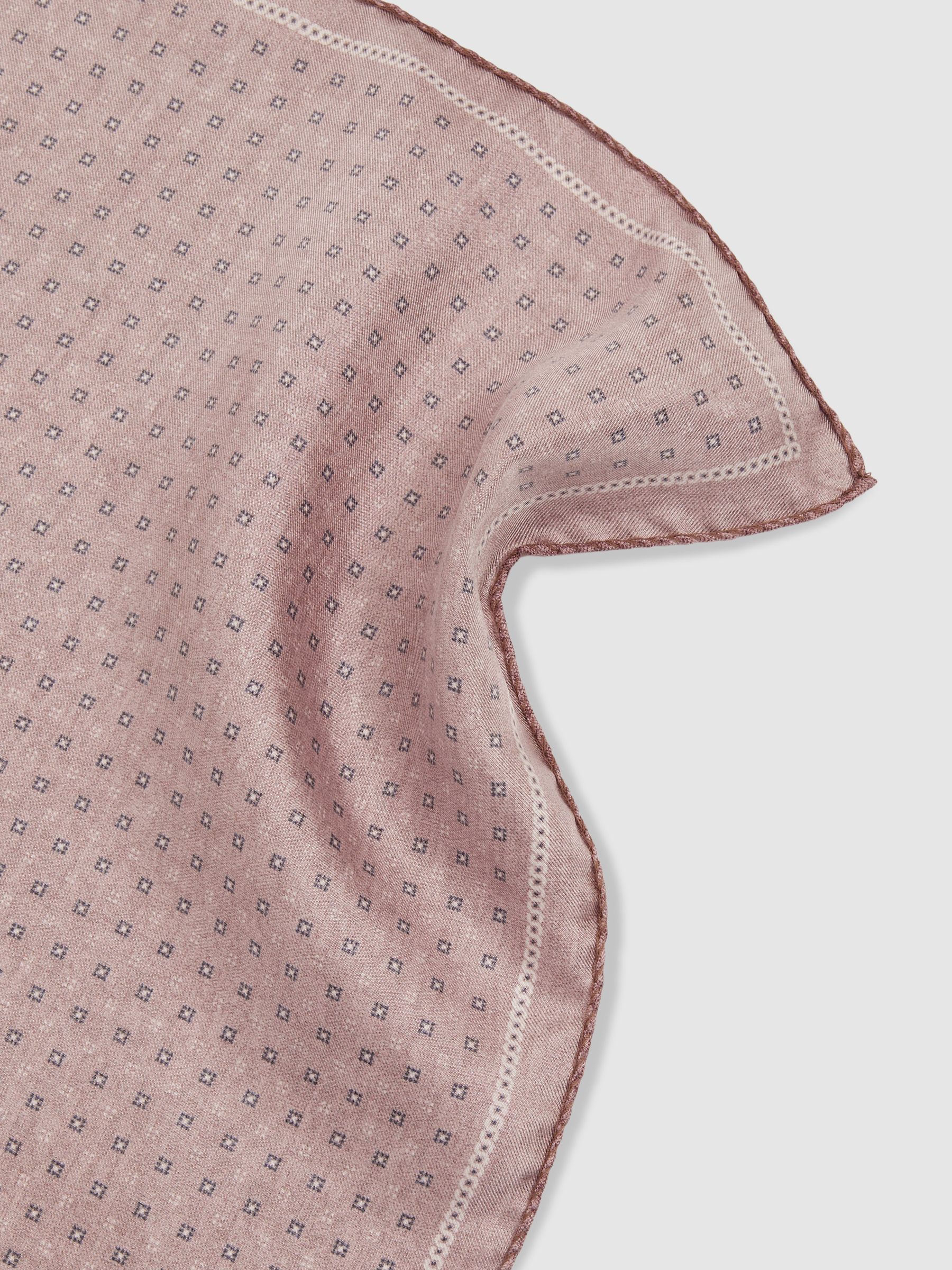 Reversible Silk Pocket Square in Dusty Pink - Image 4 of 5
