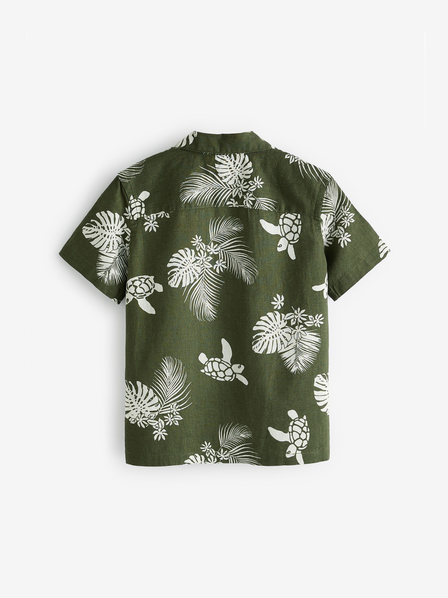 Green Linen-Cotton Short Sleeve Shirt (4-13yrs) - Image 2 of 4