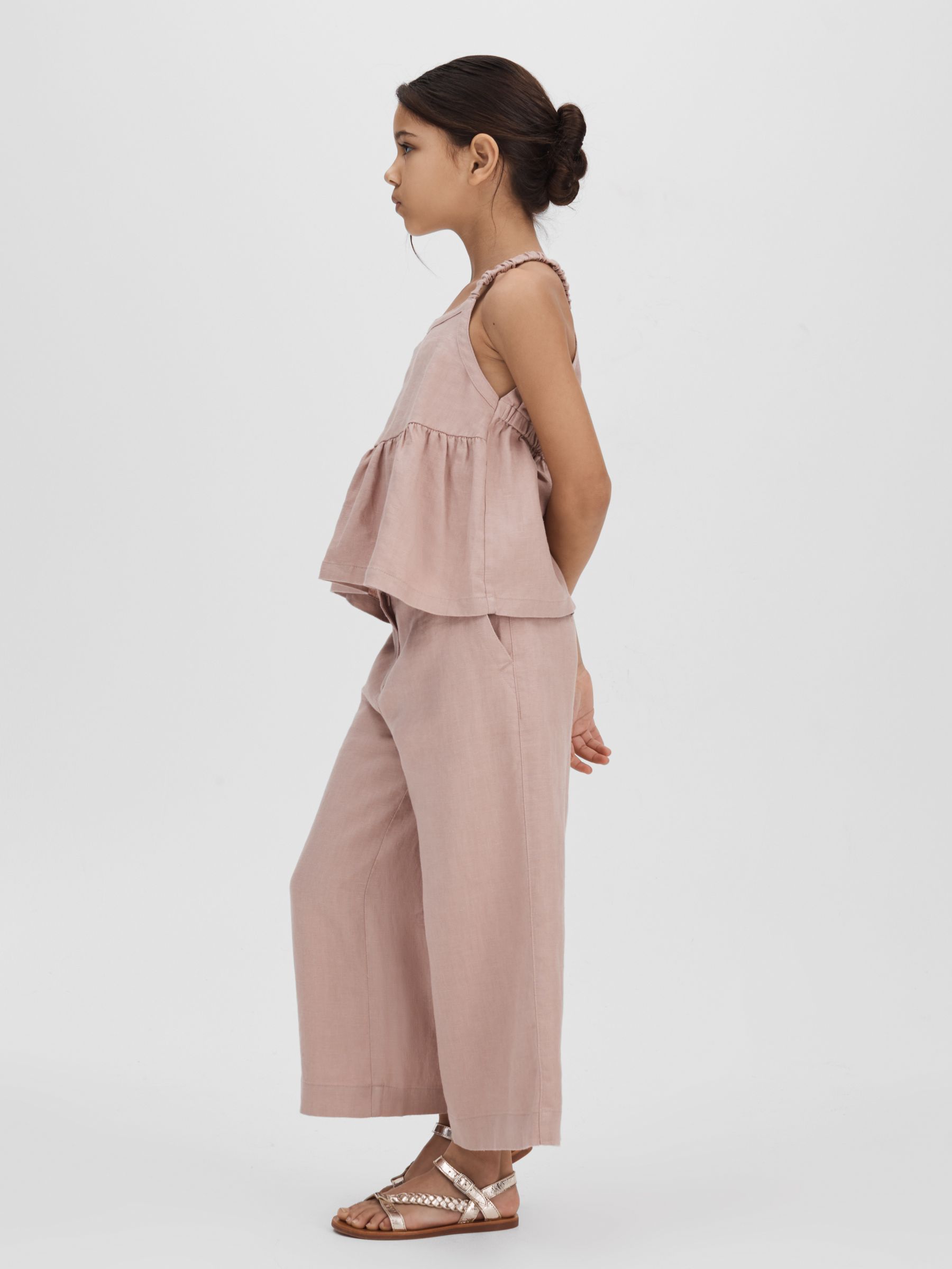 Senior Linen Loose Fit Trousers in Pink - Image 3 of 4