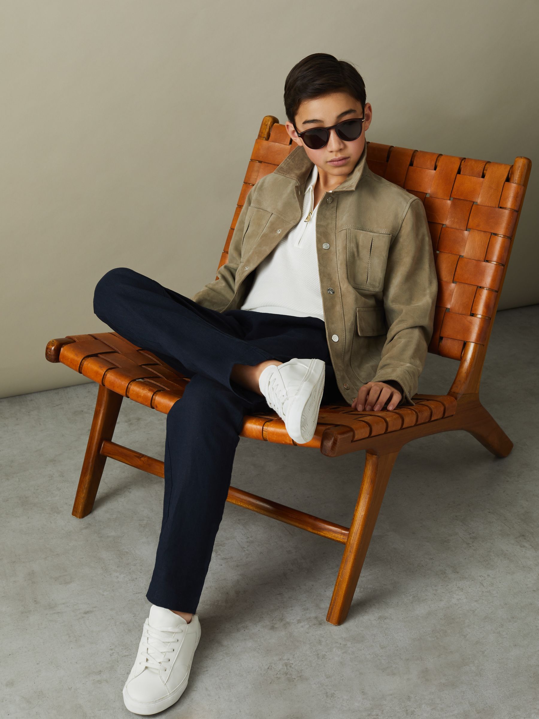 13-14 yrs Textured Quarter Zip Polo Shirt in White - Image 3 of 5