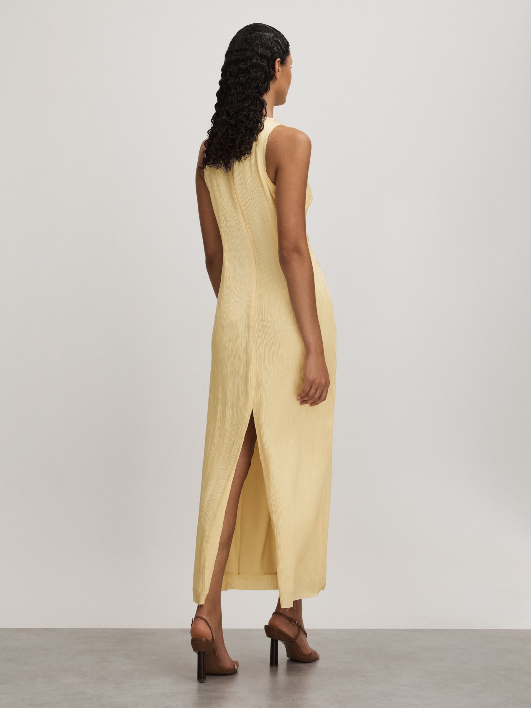 Enya Buttercup Anna Quan Plisse Raw Hem Maxi Dress - Image 5 of 6