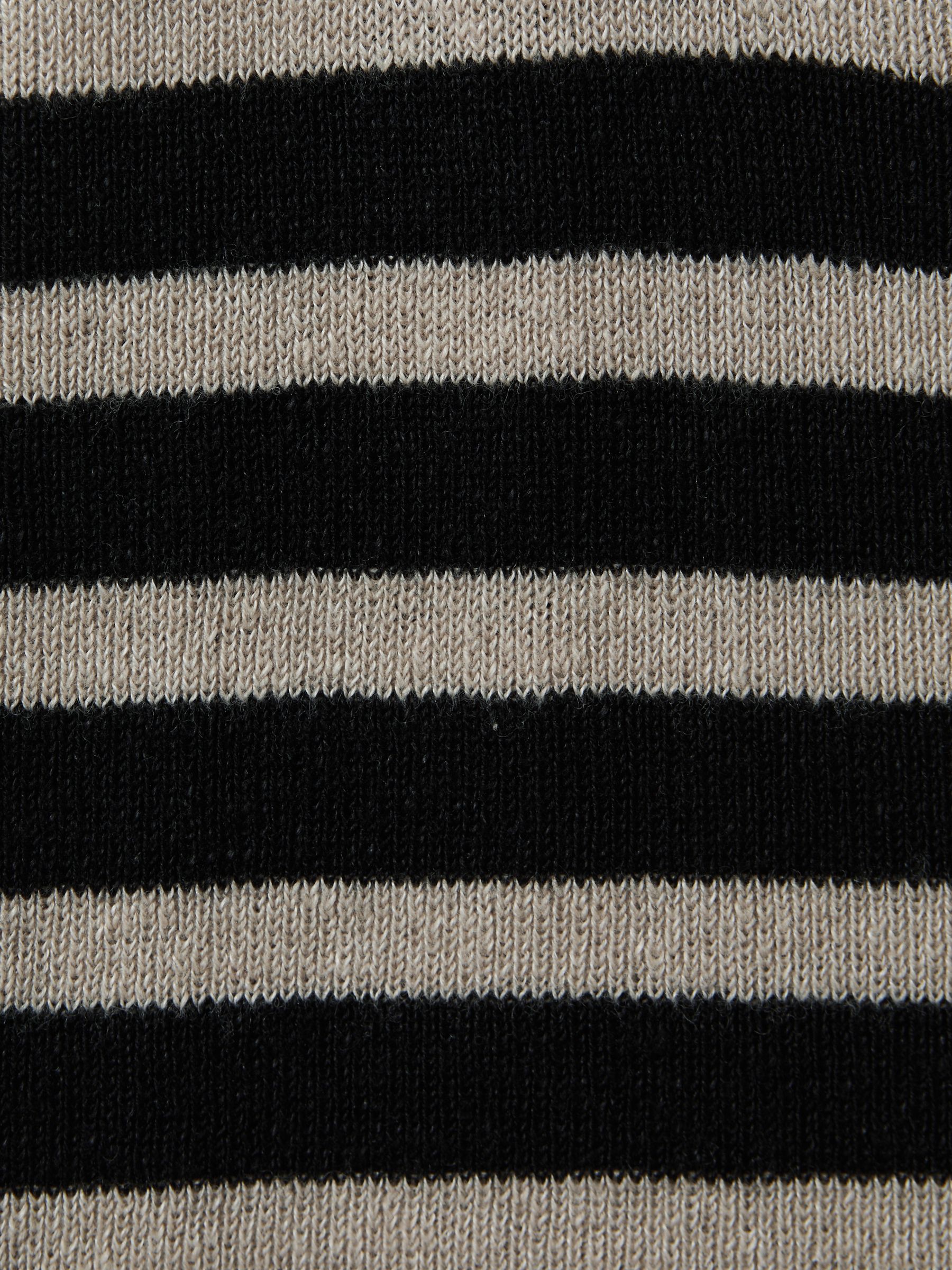 Linen-Wool Striped Knitted Vest in Black/Camel - Image 5 of 5