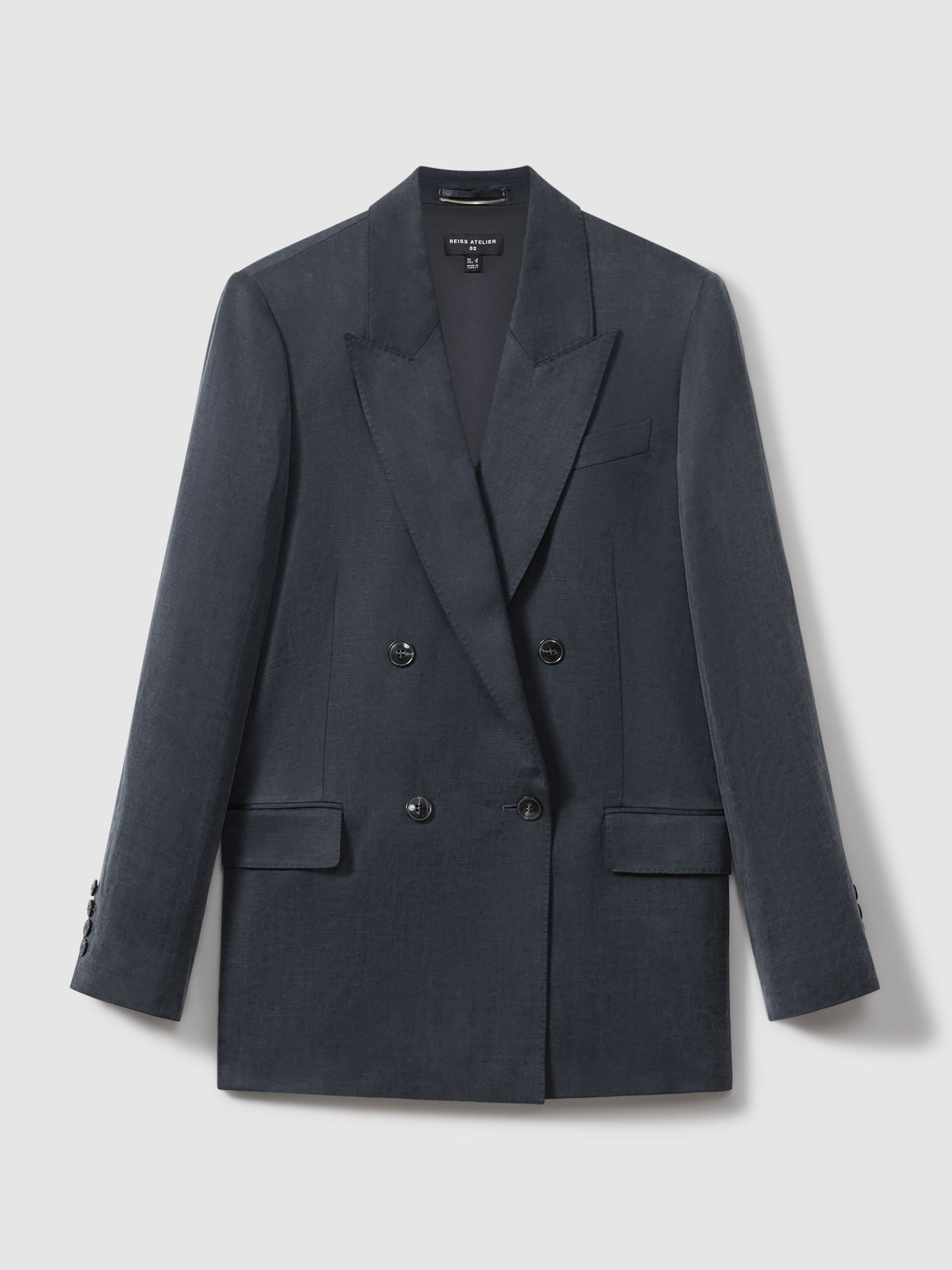 Atelier Cupro Double Breasted Suit Blazer in Navy - Image 2 of 5
